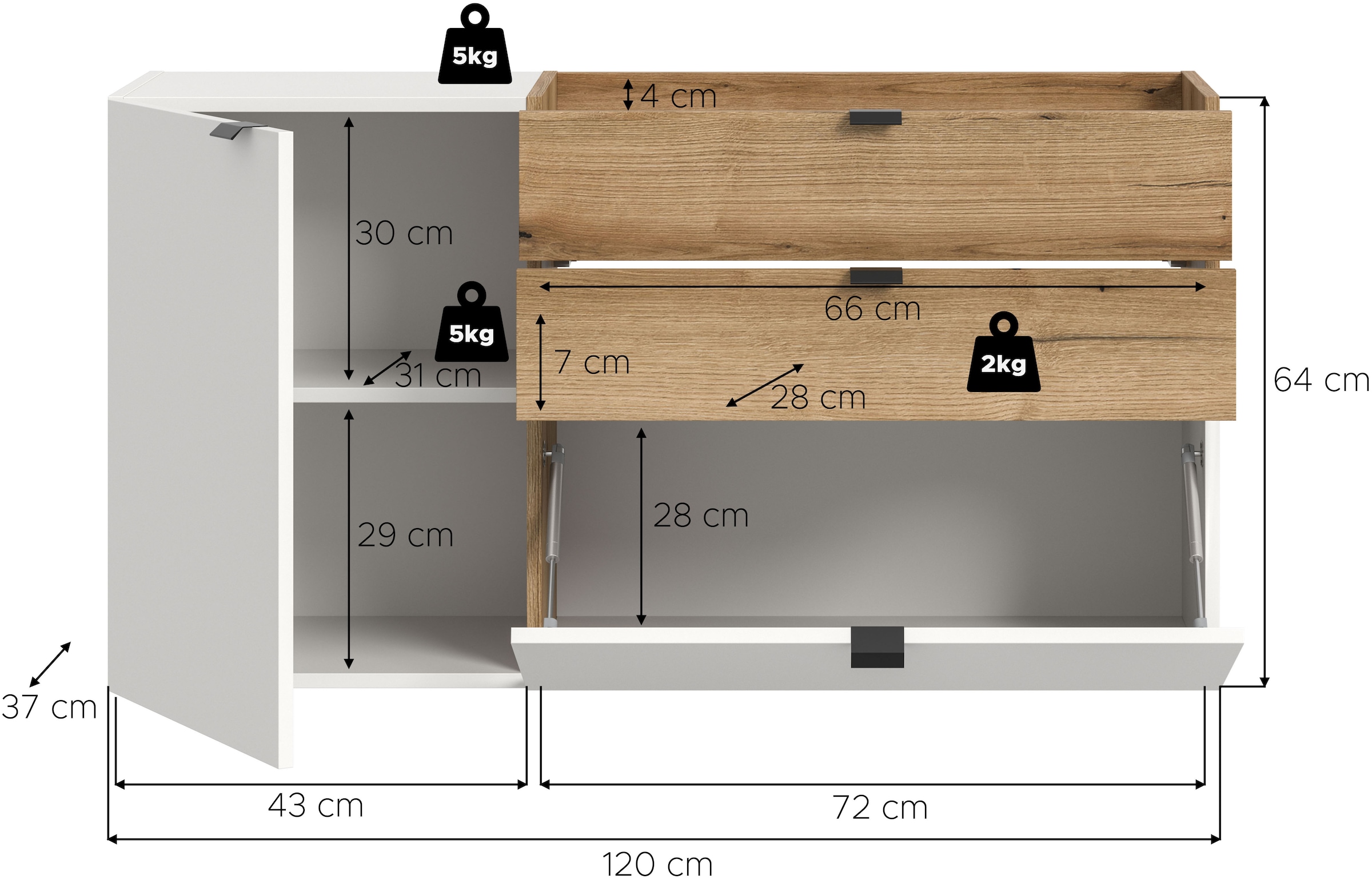 INOSIGN Garderobenschrank 1 Stk. tlg. Oran, Hängekommode, Schubladen, Tür, Klappe, Evoke Oak NB, Ablagefach