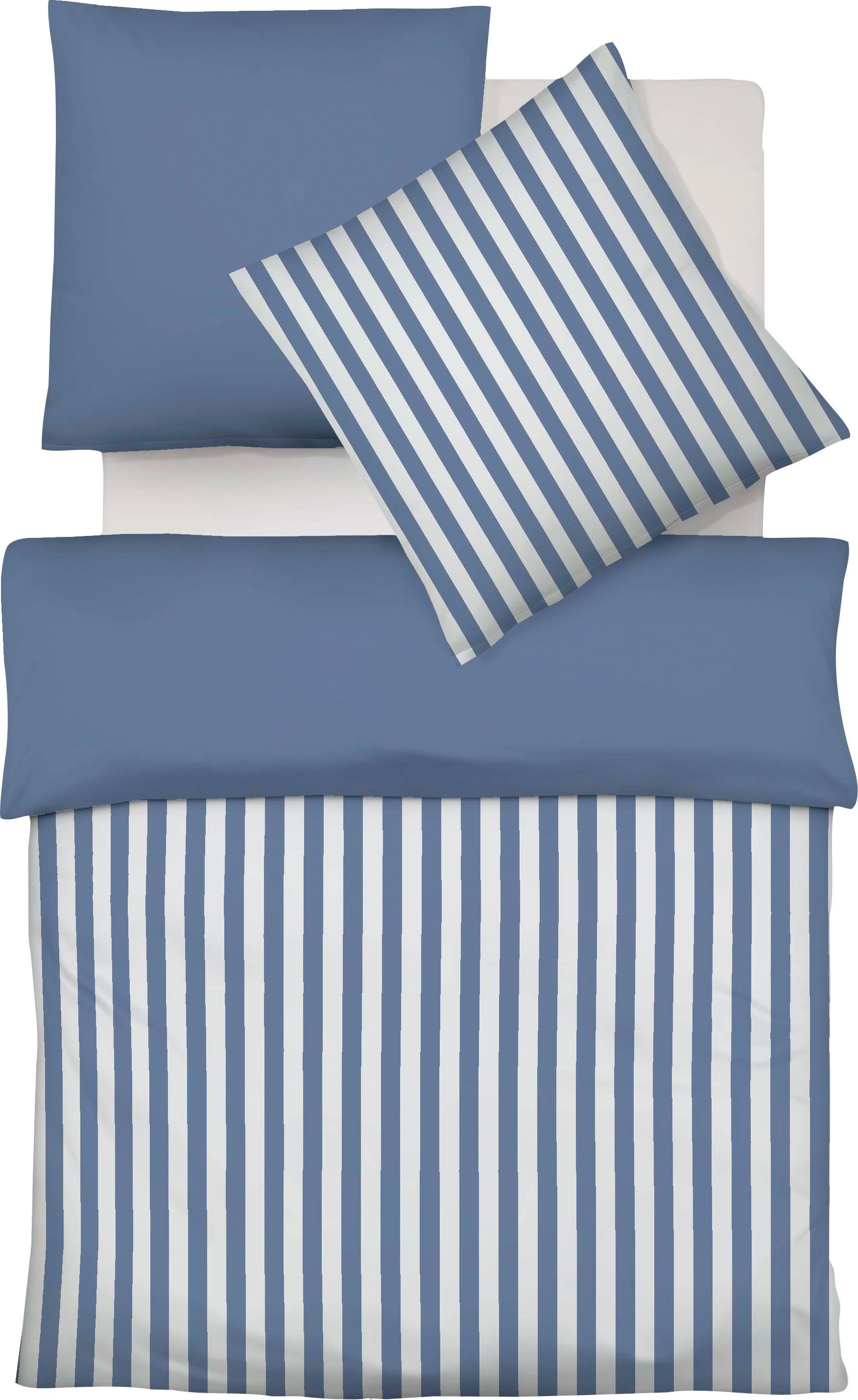 Fleuresse Wendebettwäsche »Porto« 2 Stk. tlg. 100% Baumwolle in blau, Größe B/L: 80 cm x 80 cm