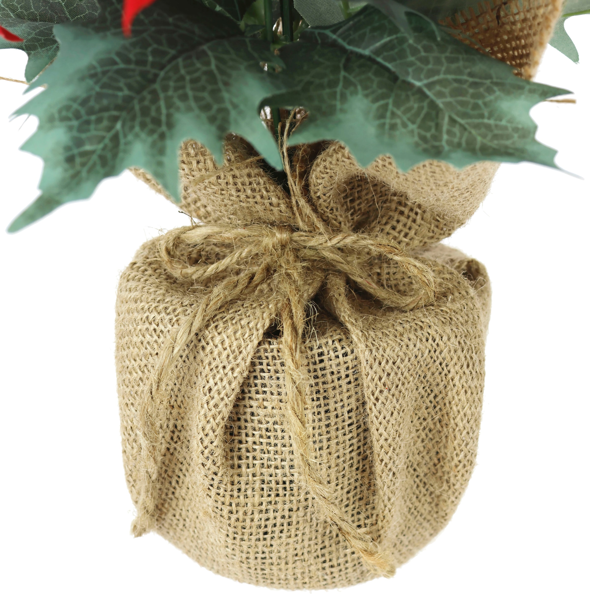 I.GE.A. Winterliche Kunstpflanze »Gesteck mit Poinsettia in Jute, Weihnachtsstern,« Kunstblume, Weihnachtsdeko