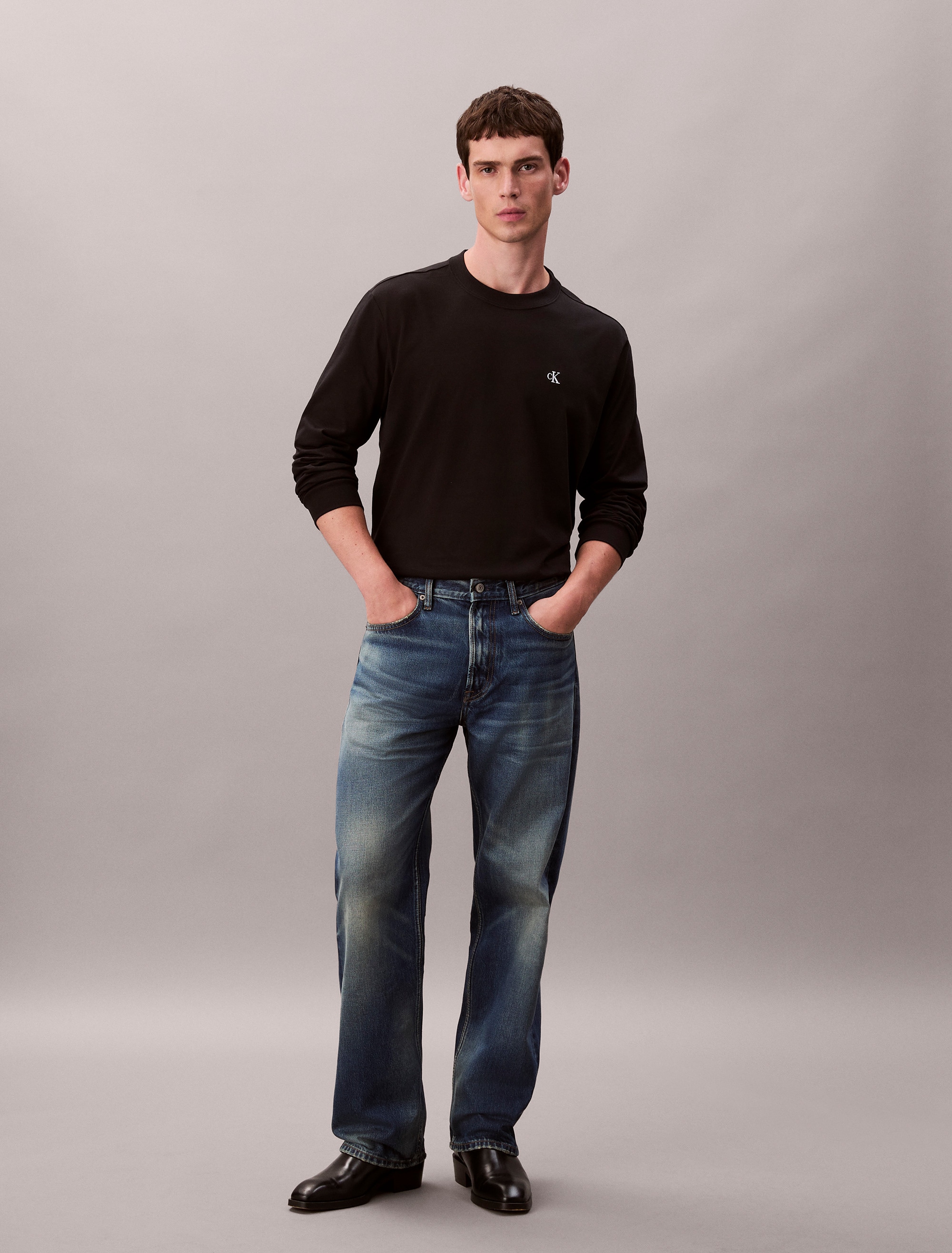 Calvin Klein Jeans Langarmshirt »LS EASY MONOGRAM TEE« Mit Rundhalsausschnitt, regular fit