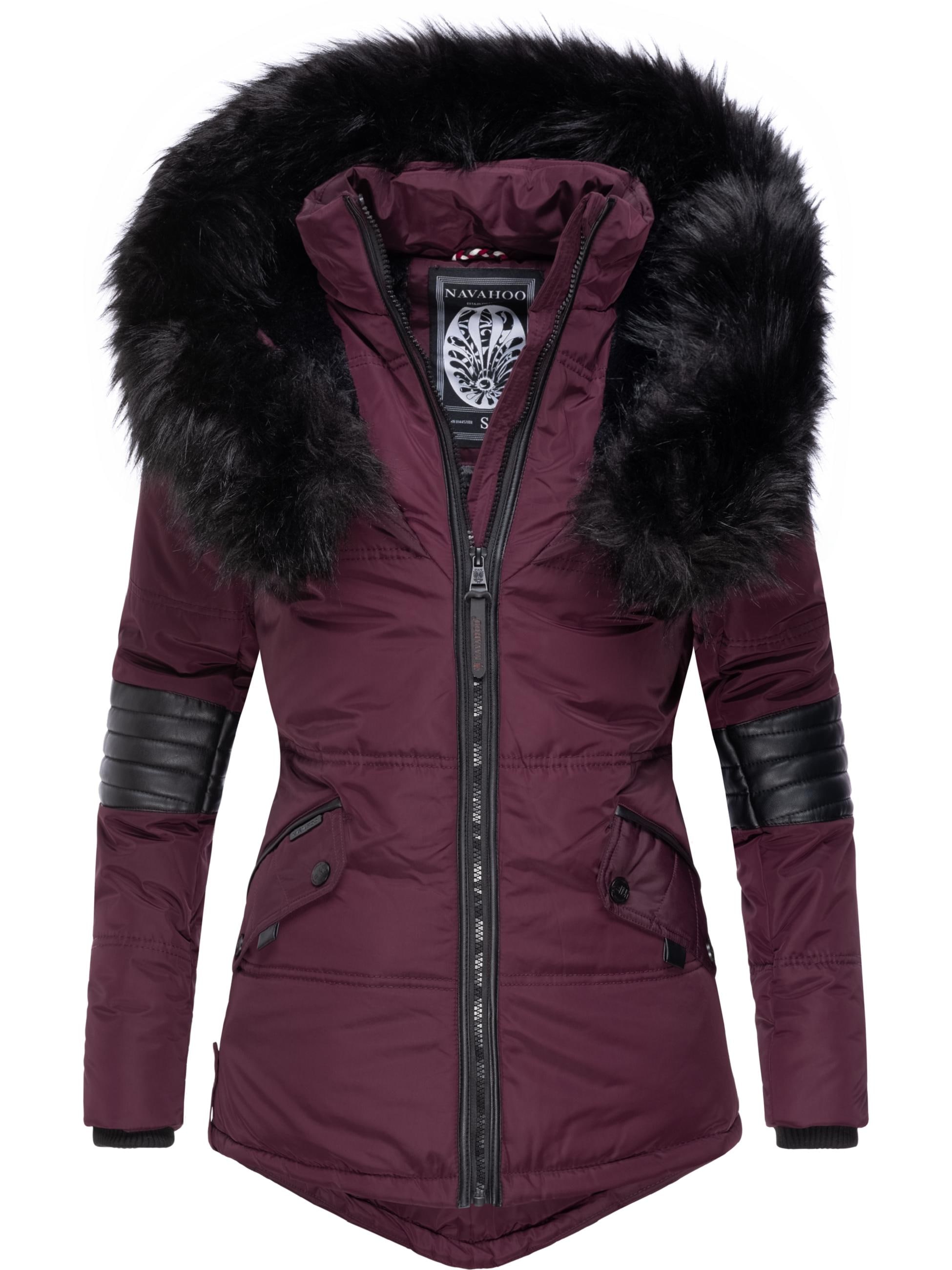 Navahoo Winterjacke »Winterjacke Nirvana«, mit Kapuze, edle Steppjacke m. schwarzem Kunstpelzkragen
