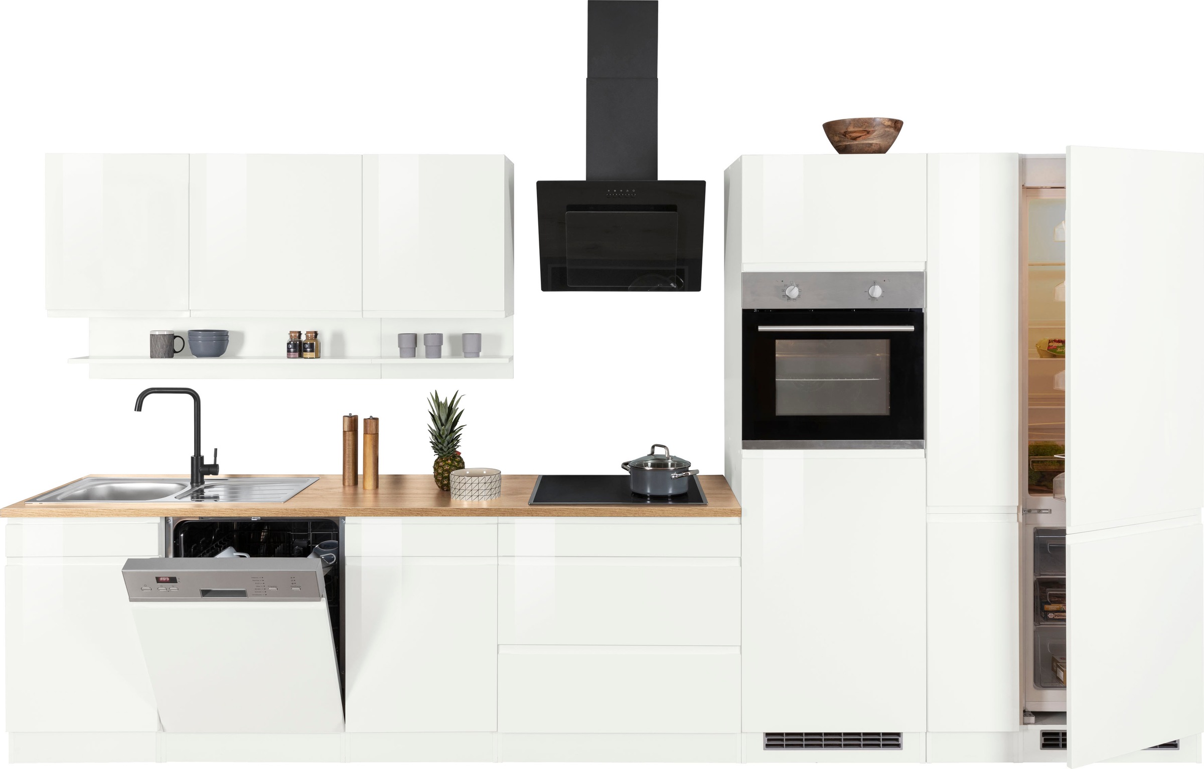 KOCHSTATION Küchenzeile »KS-Virginia«, Breite 390 cm, mit Glaskeramik-oder Induktionskochfeld