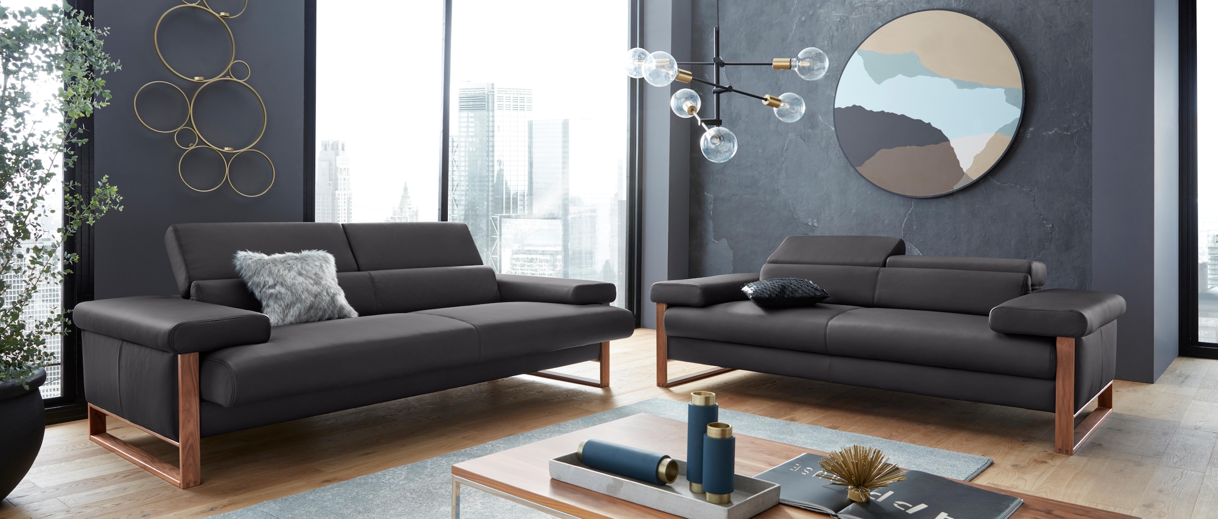 W.SCHILLIG 2-Sitzer »finn«, German Design Award 2016, Fußgestell Nussbaum natur, Breite 210 cm