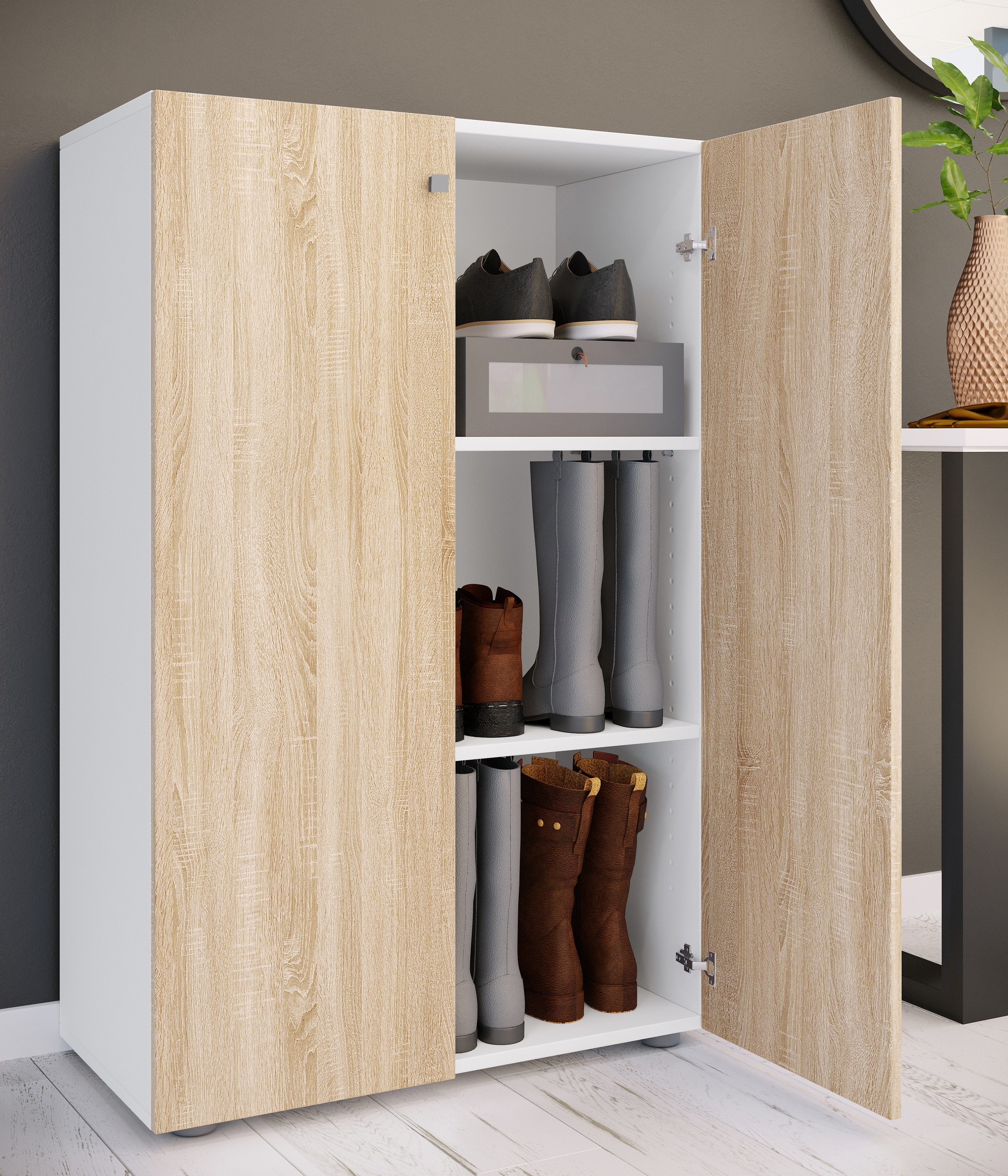 VCM Schuhschrank »VCM XL Holz Großer Schuhschrank Schuhregal Groß Stiefel Dielenmöbel Lona 3 Fächer«, (1 St.)