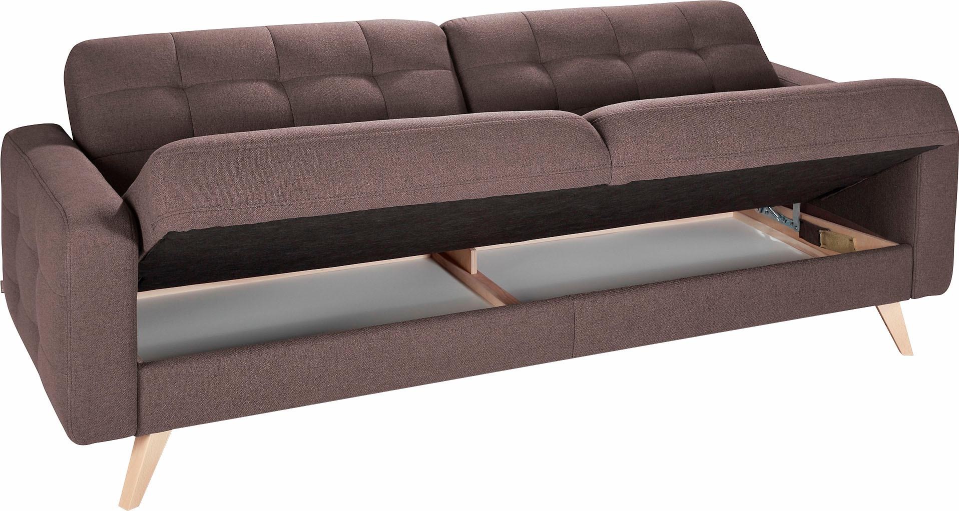 exxpo - sofa fashion 3-Sitzer »Nappa, kompakt und komfortabel, bequem, zeitloses Design, L-Form«, tolle Detailverarbeitung, mit Bettfunktion und Bettkasten