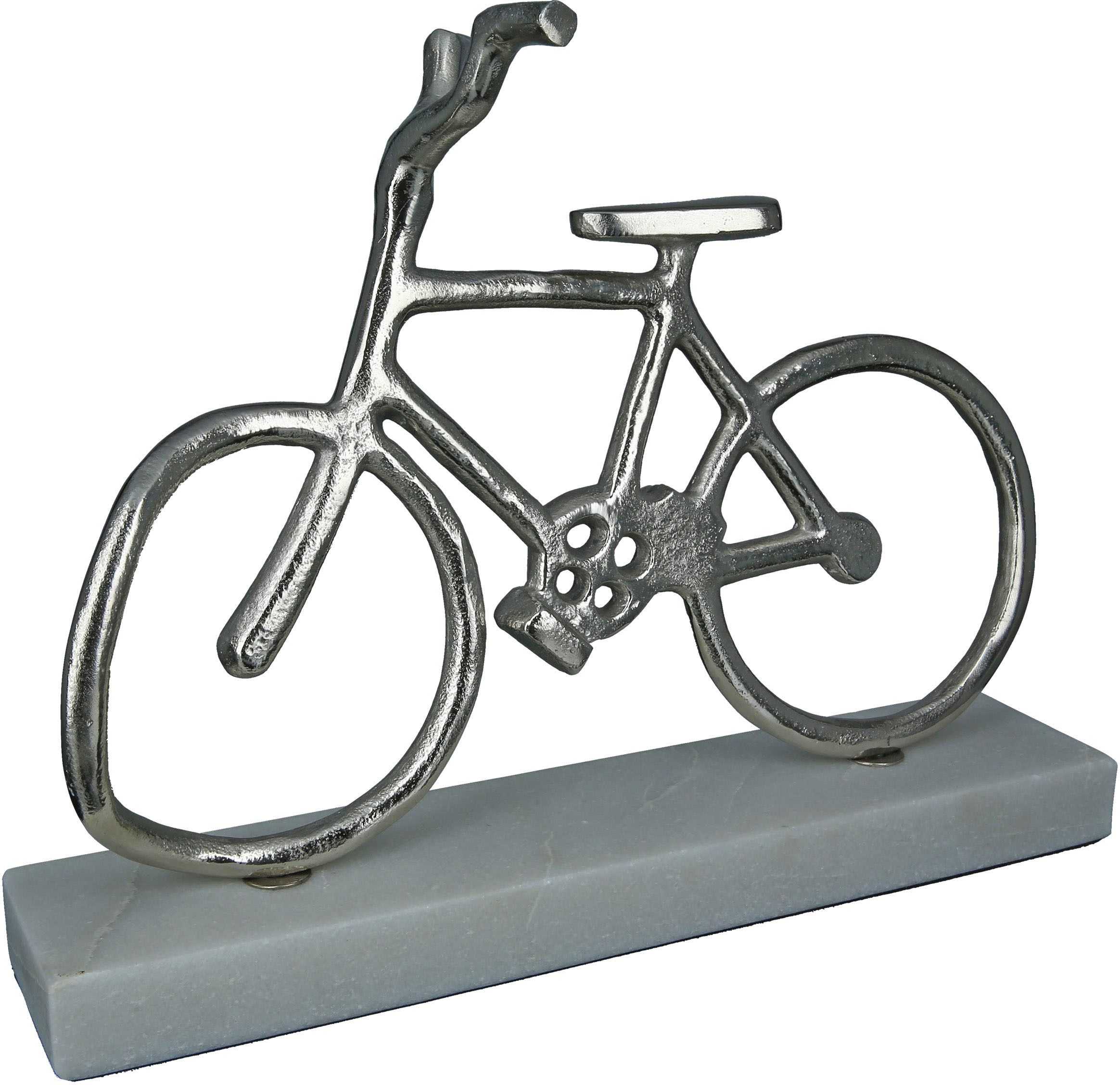 GILDE Dekofigur »Fahrrad auf Base, silber«, (1 St.), Dekoobjekt, aus Metall, Höhe 28 cm, Wohnzimmer