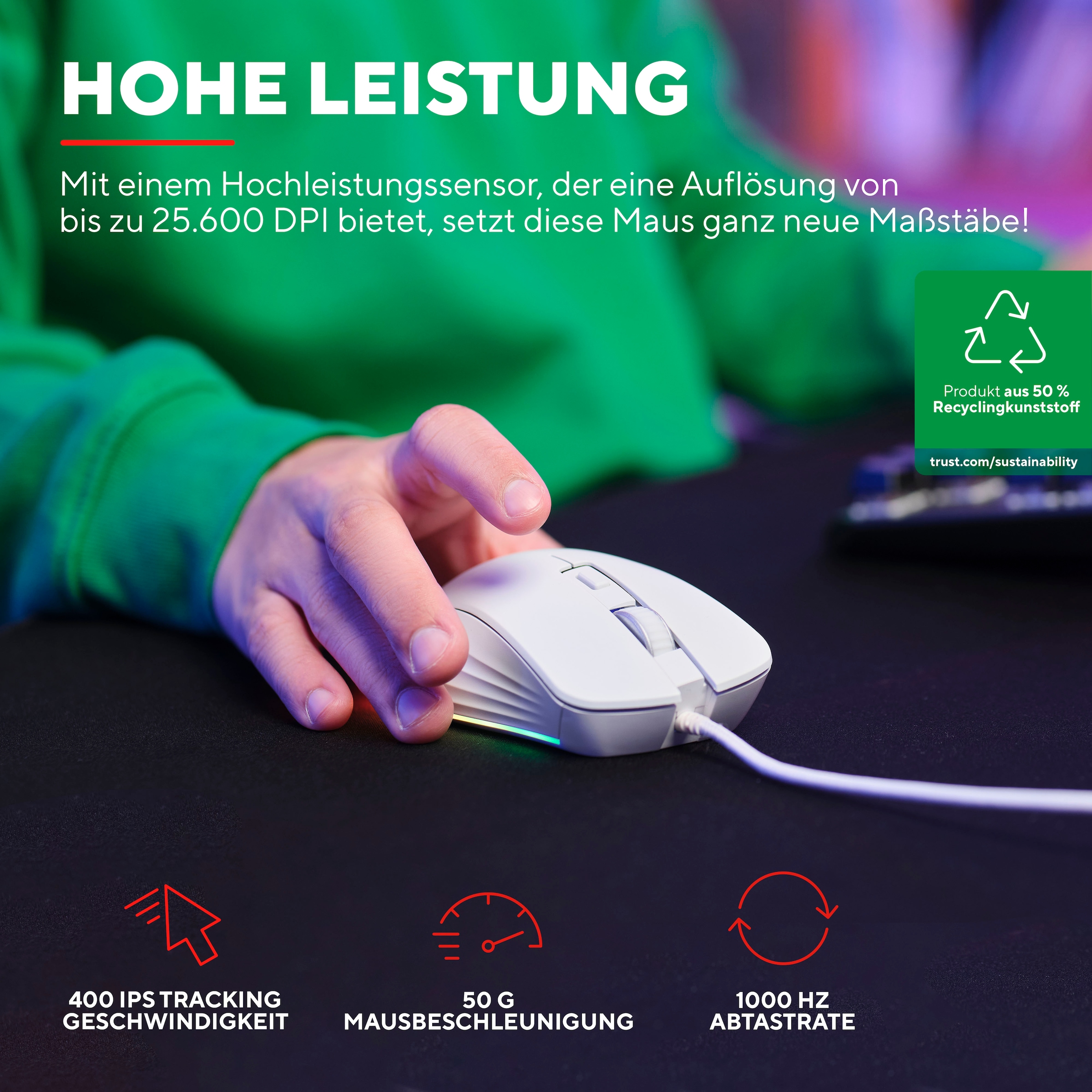 Trust Gaming-Maus »GXT924W Ybar+« kabelgebunden