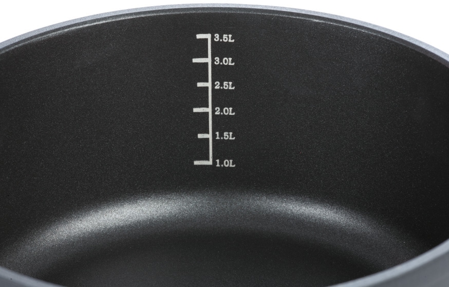 GSW Servierpfanne »SilcoGuss noir«, Aluminiumguss, langlebige Antihaft-Versiegelung, Literskala, Ø 28 cm, Induktion