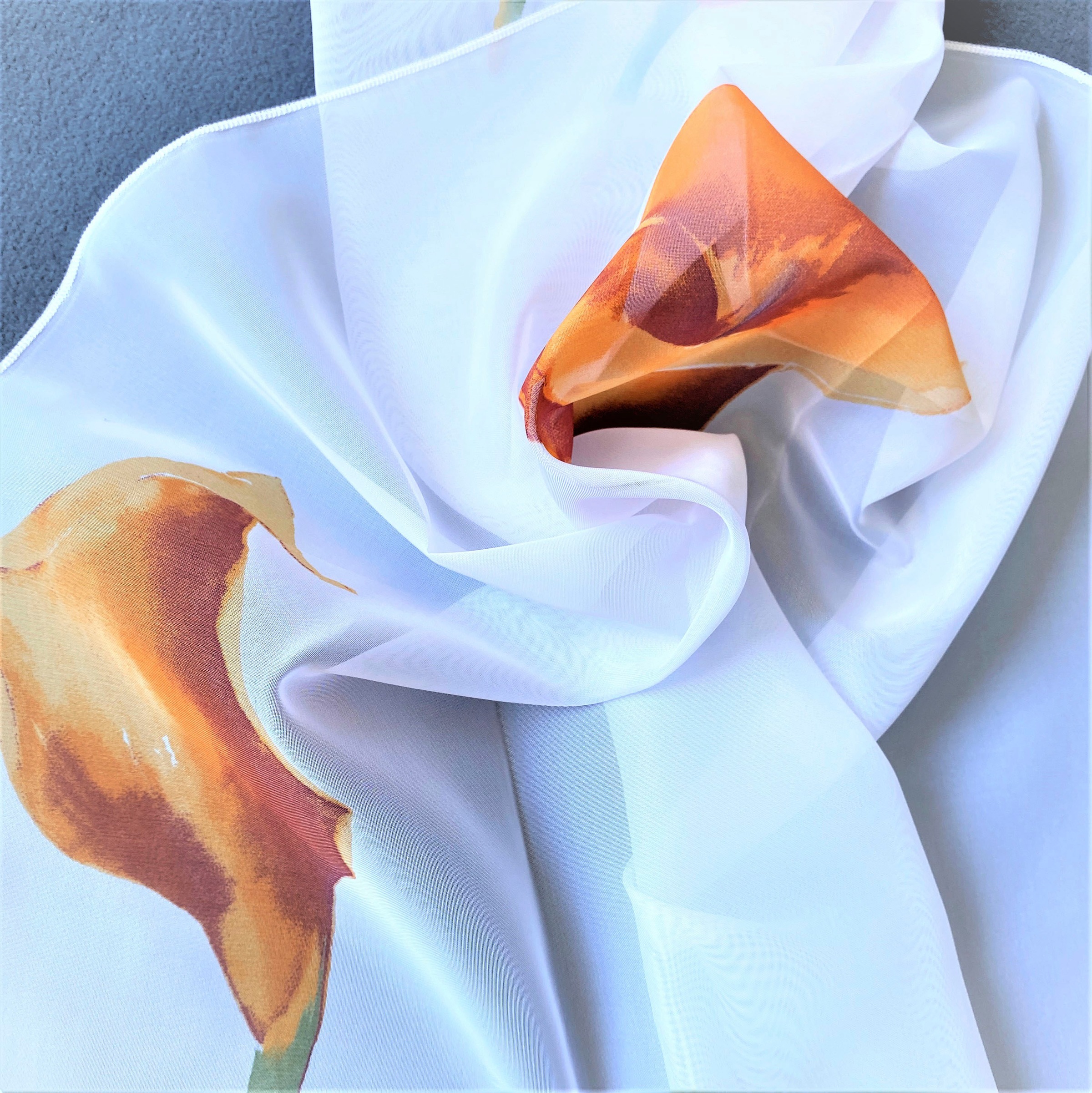 Weckbrodt Gardine »Calla«, (1 St.), Voile, bedruckt, floral, geblümt, halbtransparent, Bleiband, Store