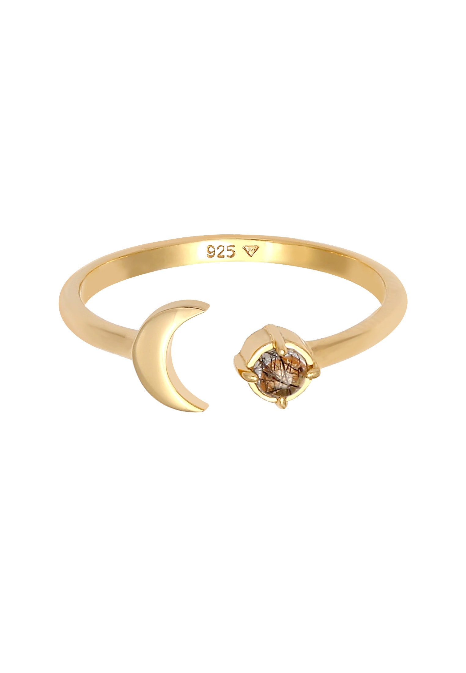 Elli Fingerring »Ring Halbmond Edelstein Astro Verstellbar 925 Silber«