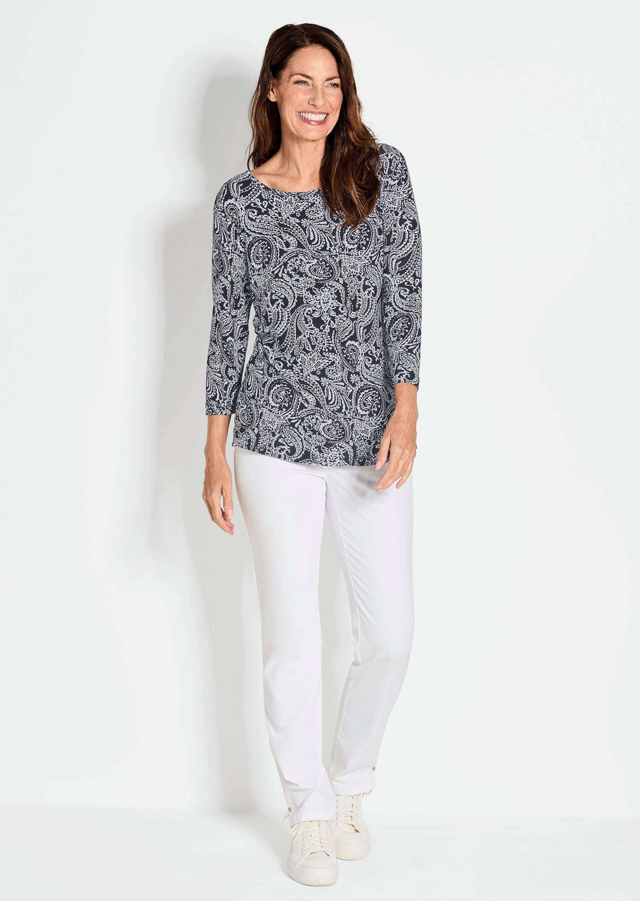 GOLDNER Print-Shirt »Kurzgröße 3/4-Arm-Shirt mit Paisleymuster« Allover-Paisleymuster