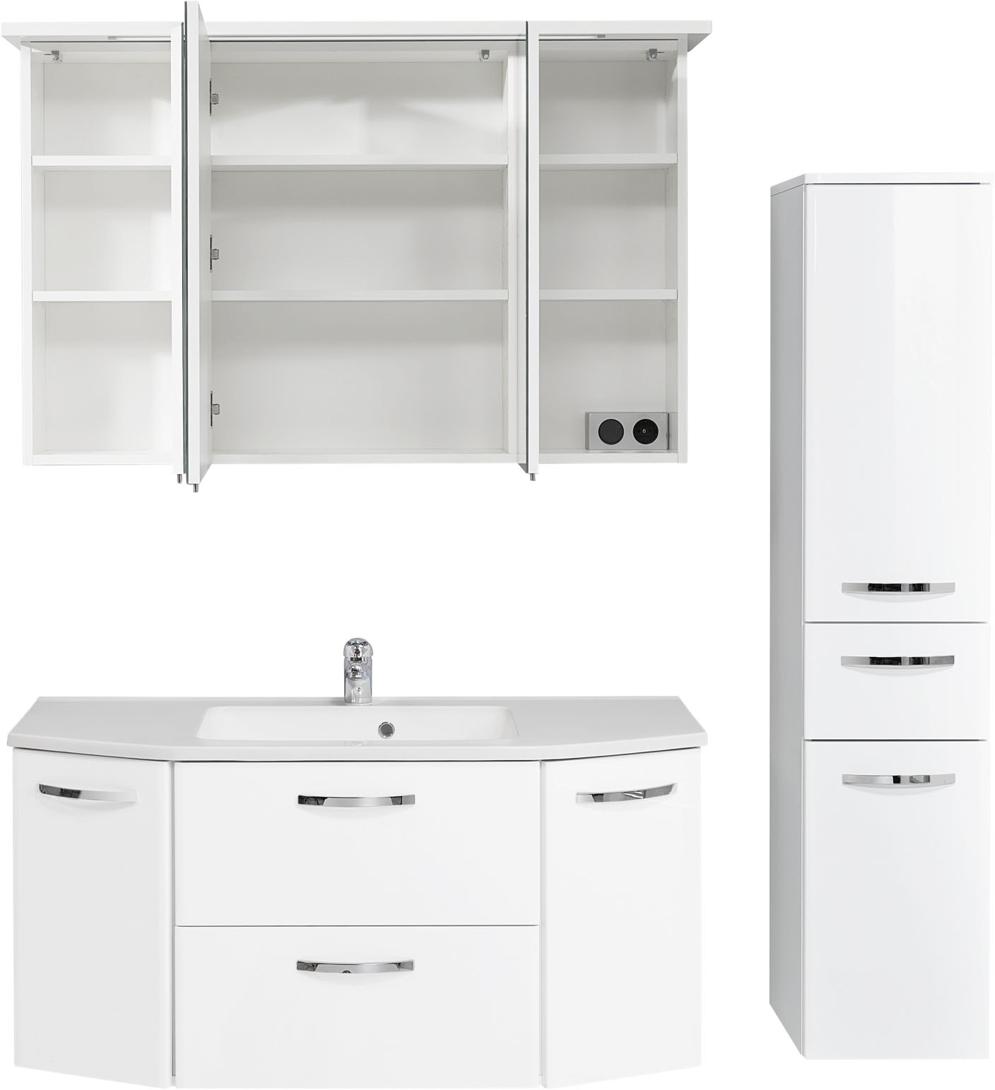Saphir Badmöbel-Set »Quickset 326, 4-teilig, mit Mineralmarmorwaschtisch« 4 Stk. tlg.