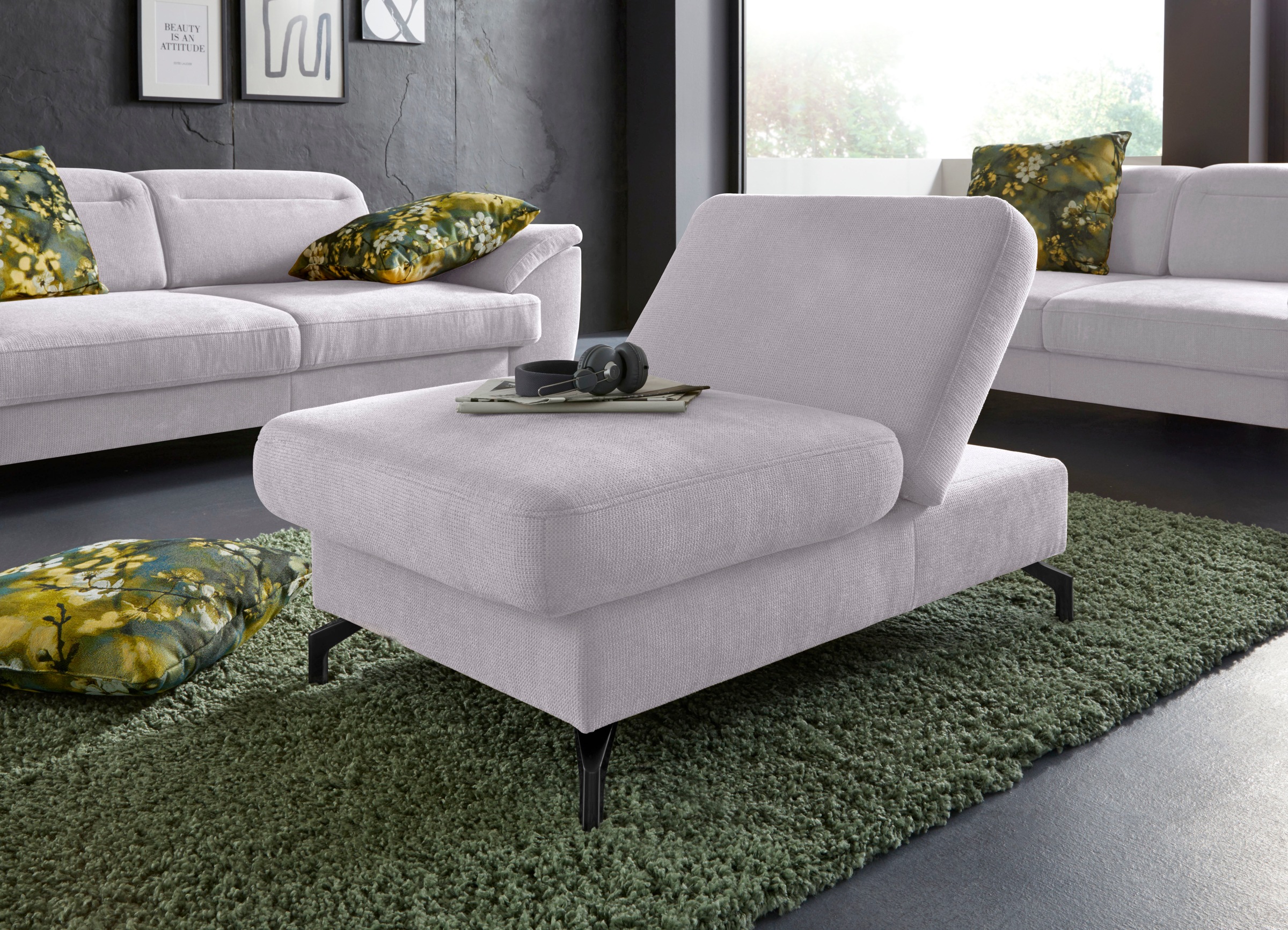 sit&more Hocker »Percy«, Fußhöhe 15cm, mit Klappfunktion, wahlweise in 2 Fußfarben