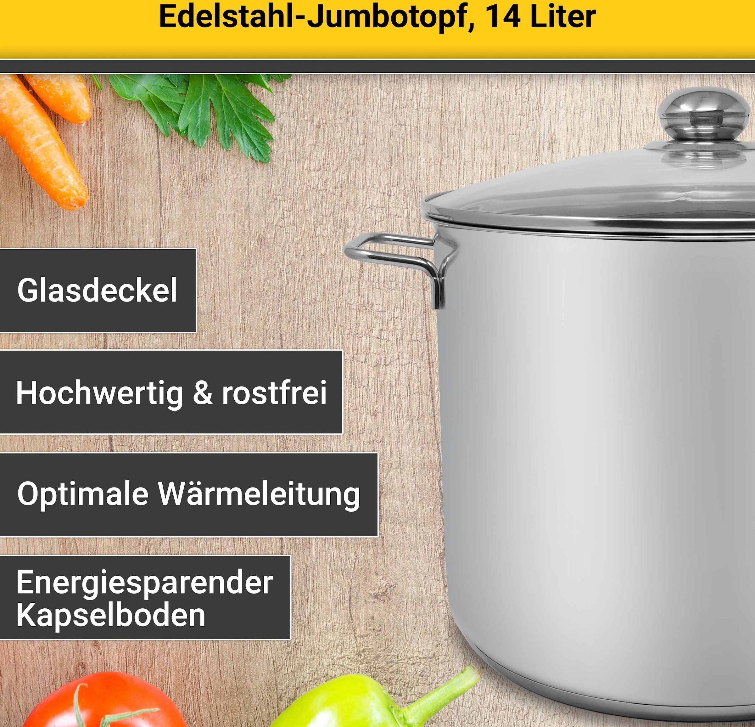 Krüger Kochtopf, Edelstahl, (1 tlg.), für Induktions-Kochfelder geeignet