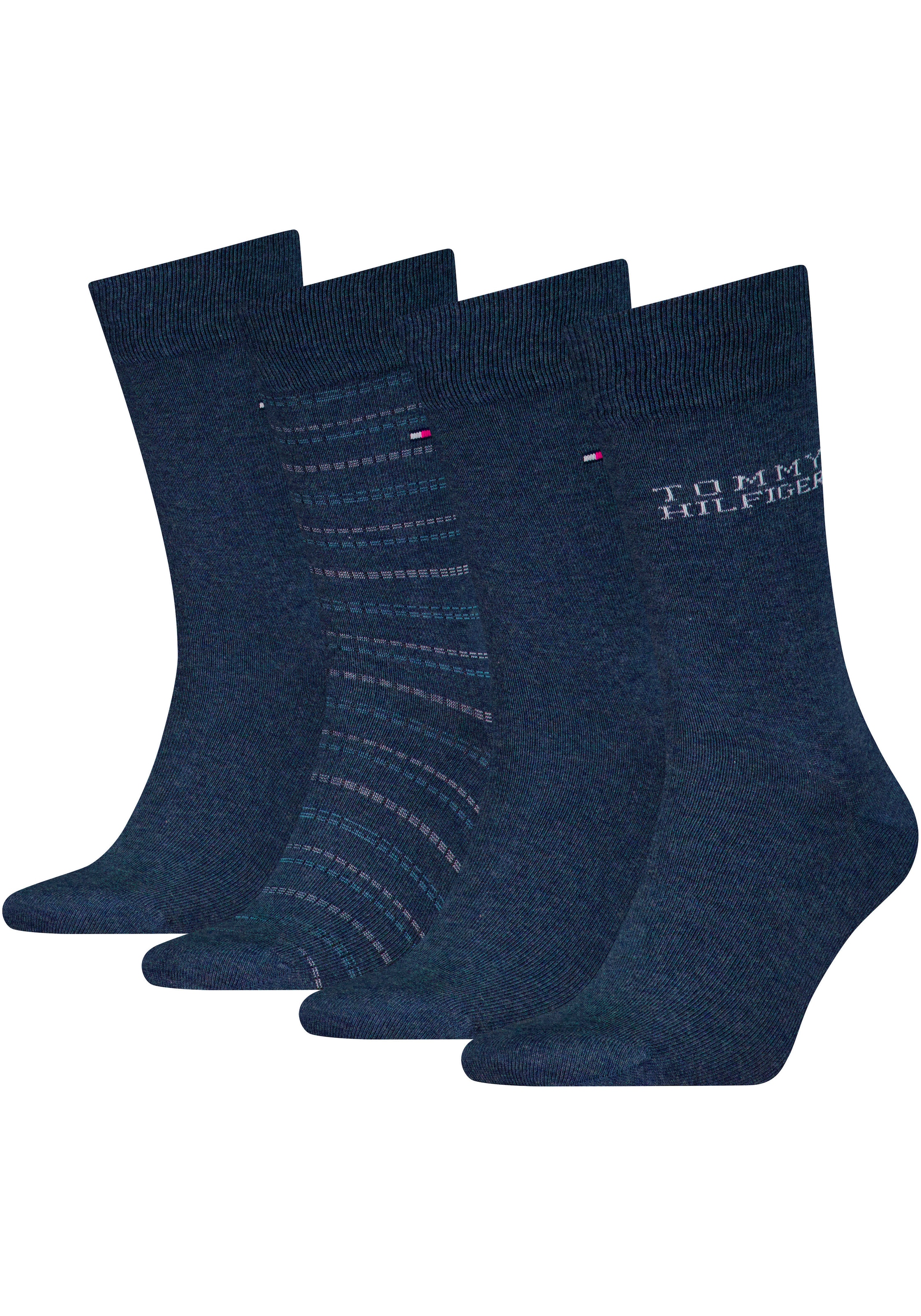 Tommy Hilfiger Socken, (4 Paar), Ideal zum Verschenken, Logoprägung, Geschenkbox