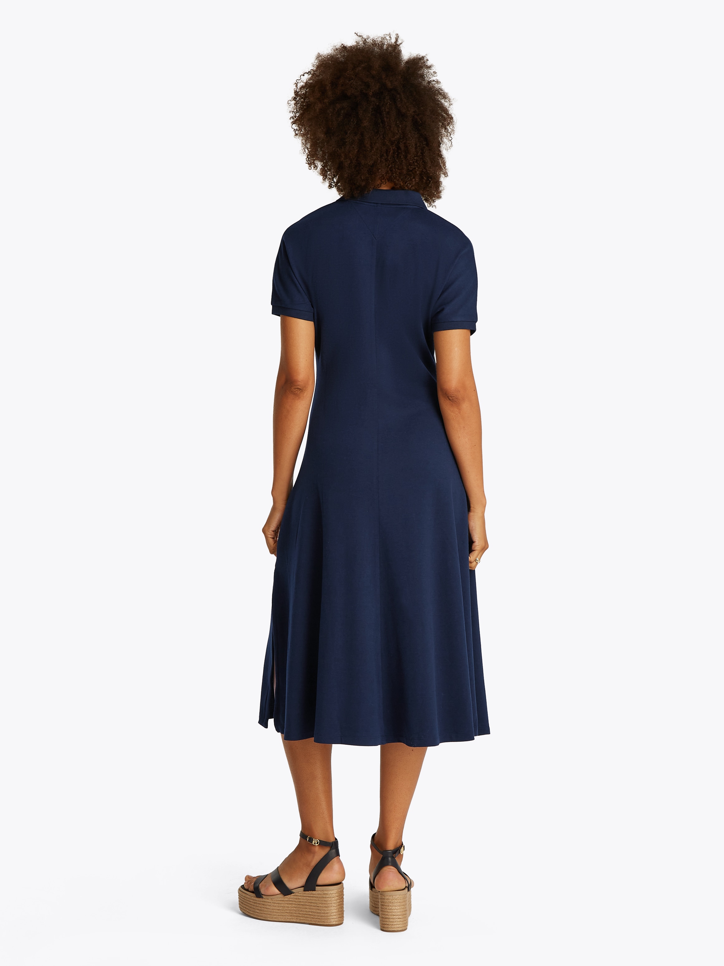 Tommy Hilfiger Polokleid »LYOCELL OPEN-NK MIDI DRESS«, in Midi-Länge, mit angeschnittenen Ärmeln