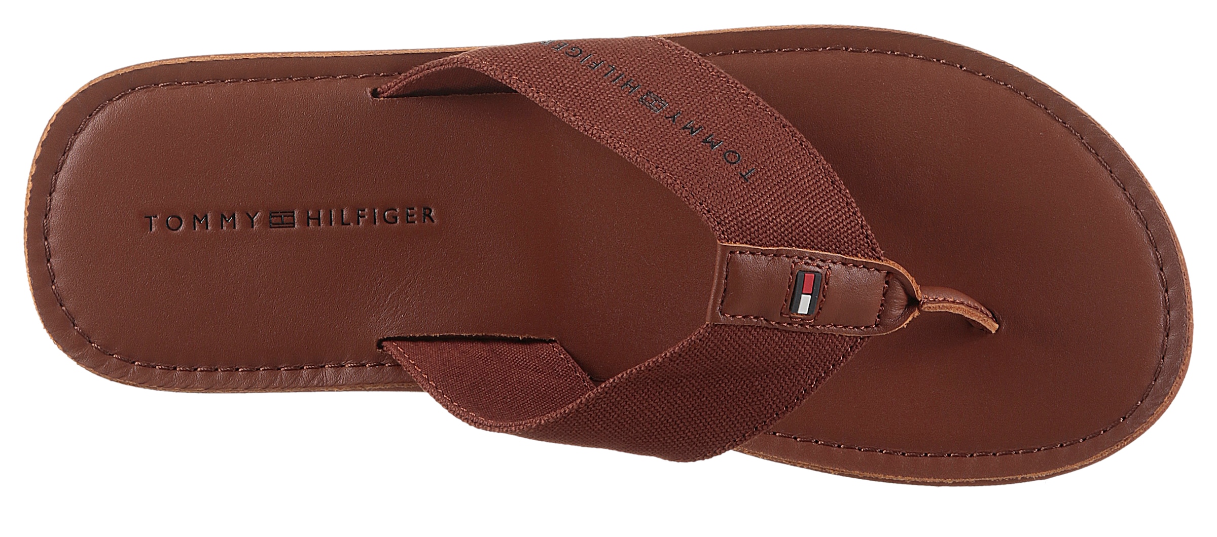 Tommy Hilfiger Zehentrenner »HILFIGER LEATHER BEACH SANDAL«, Sommerschuh, Strandschuh mit Logo