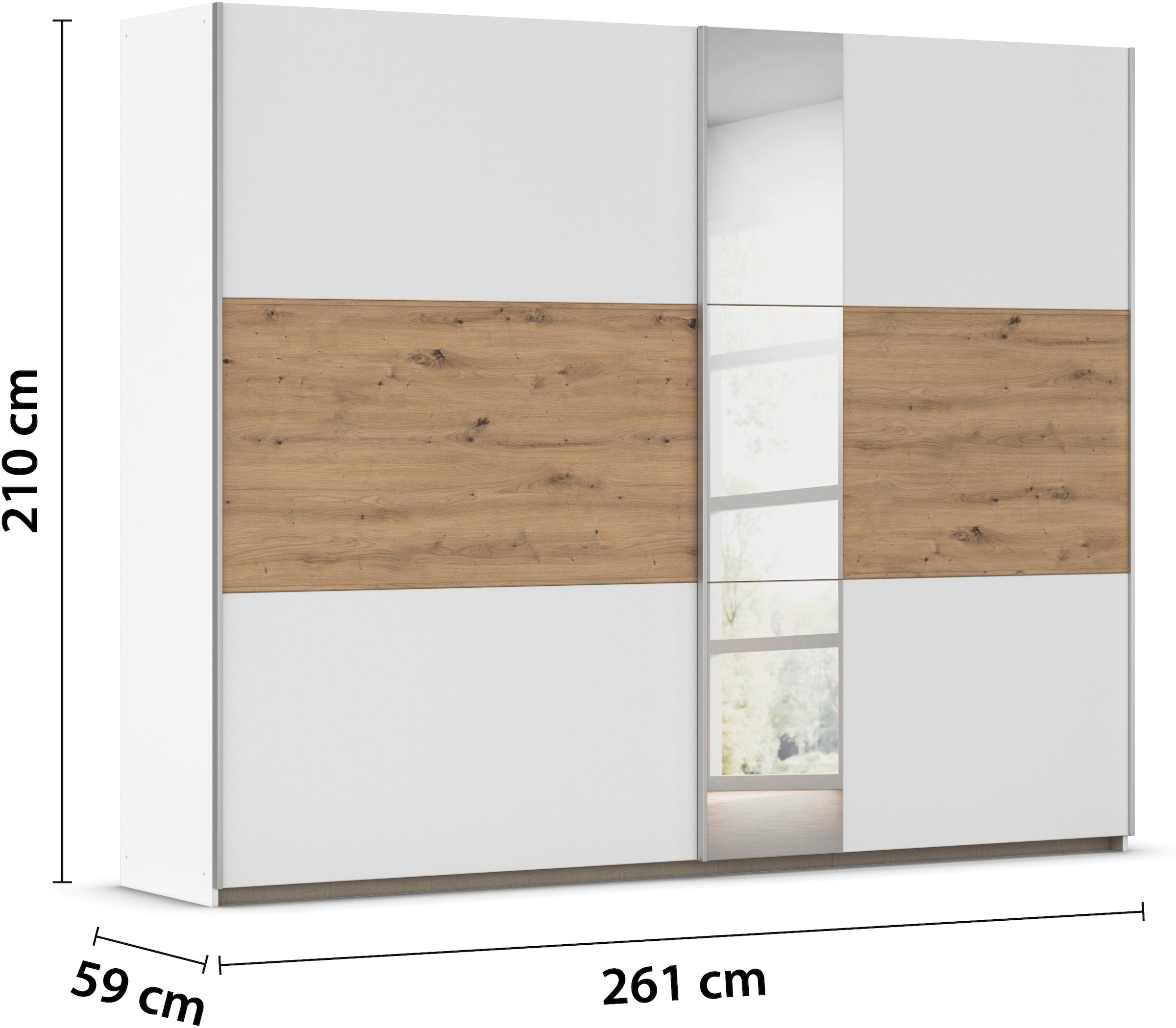 rauch Schwebetürenschrank »Kleiderschrank Schrank Garderobe TOPSELLER ASTANA OTTO´s CHOICE« 3 Ausstattungen BASIC/CLASSIC/PREMIUM, Breiten 175/218/261 cm,  mit 3 Spiegelelementen, Metallgriffleisten alufarbig MADE IN GERMANY