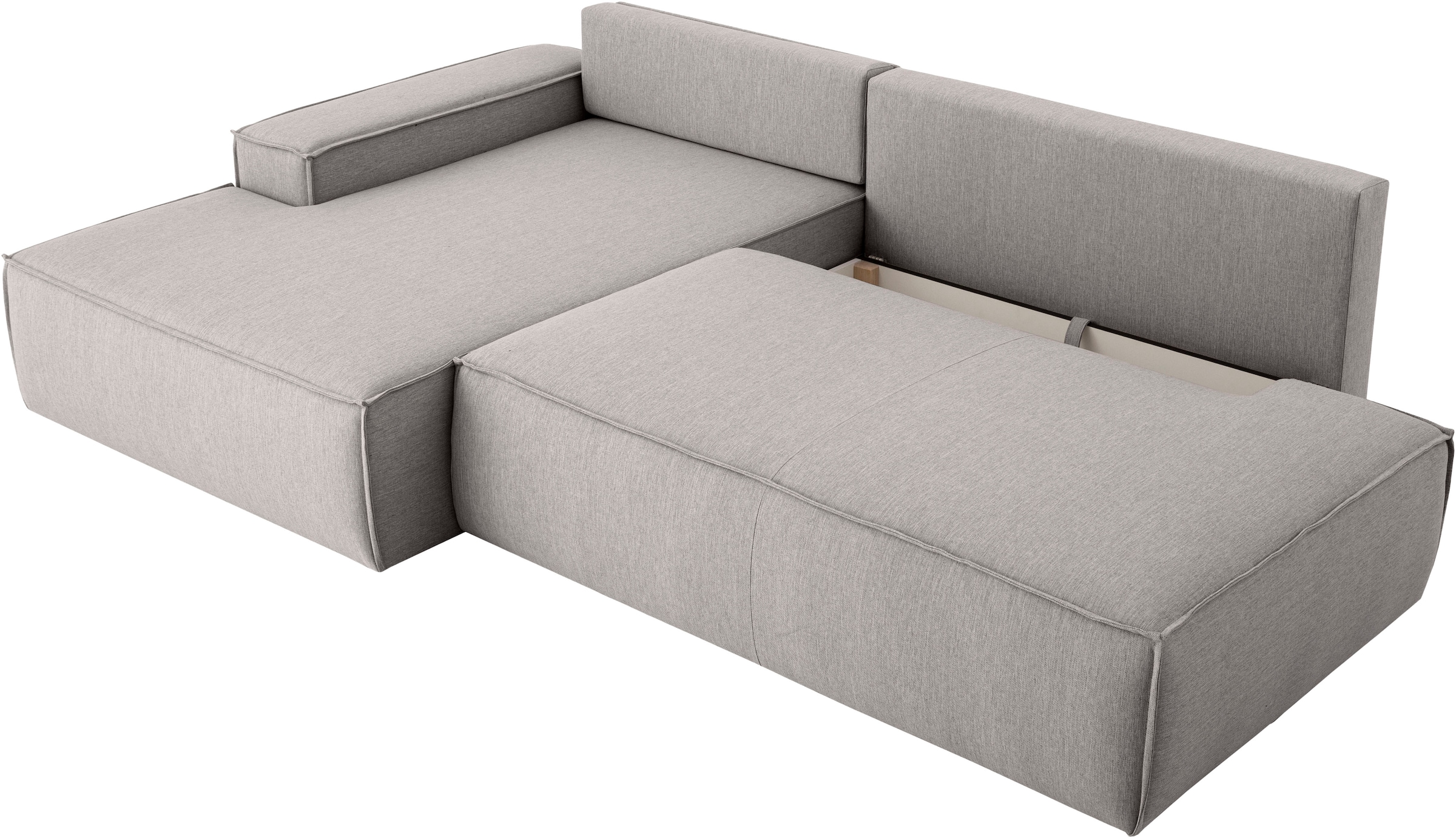 Home affaire Ecksofa »SHERWOOD, Schlafsofa in L-Form offen (275cm), Cord, Leinenoptik«, Schlaffunktion und Bettkasten, Kedernaht, hoher Sitz- & Liegekomfort