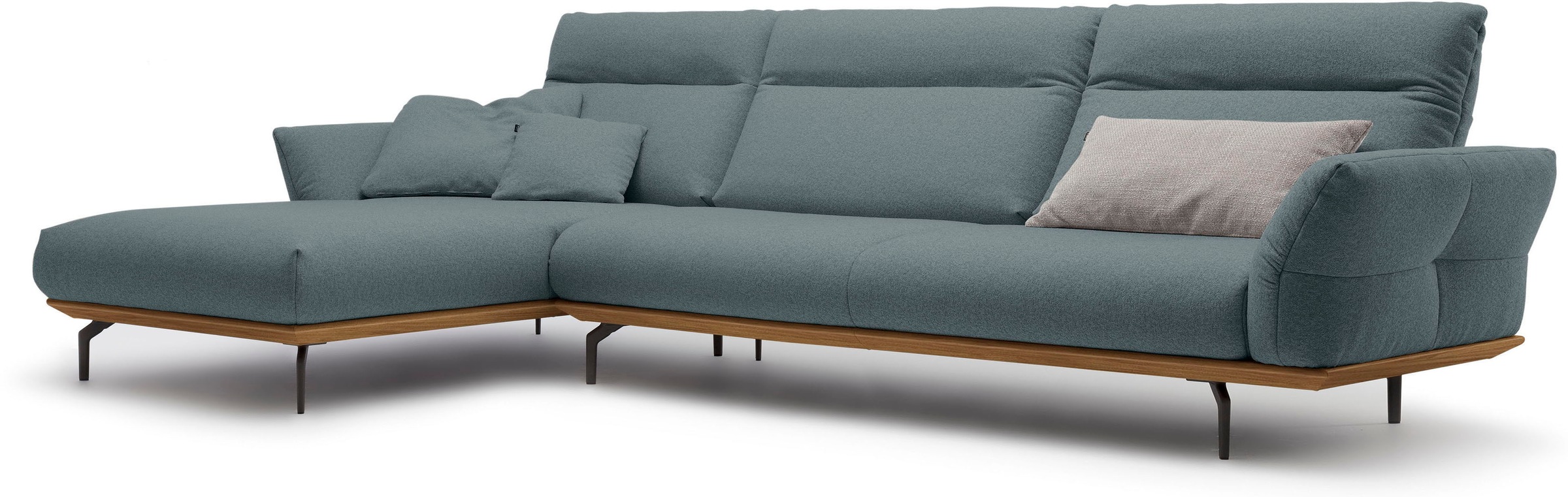 hülsta sofa Ecksofa »hs.460«, Sockel in Nussbaum, Winkelfüße in Umbragrau, Breite 338 cm