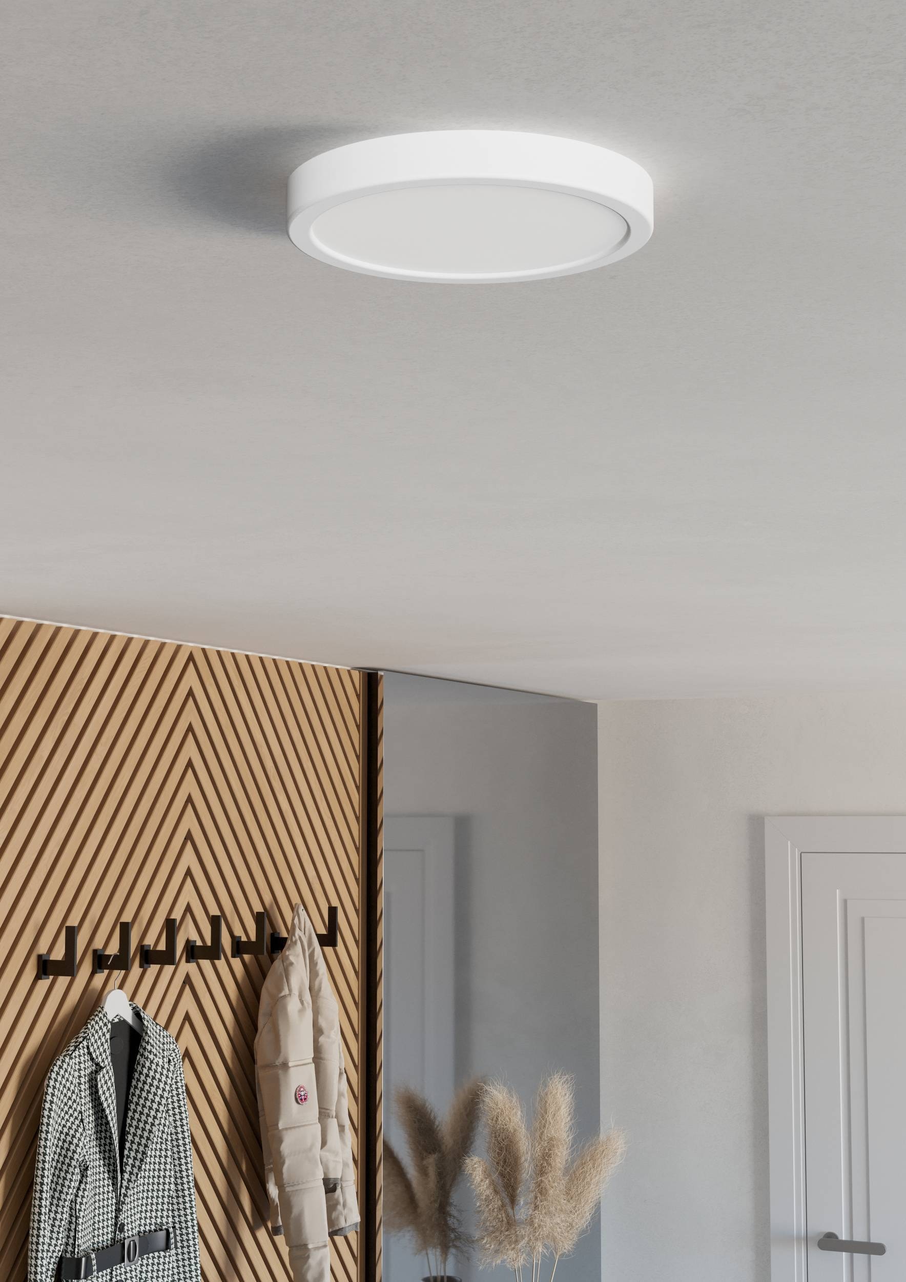 EGLO Aufbauleuchte »Fueva 6-Z Deckenlampe, ZigBee, App und Sprachsteuerung, Badlampe, IP44« LED-Modul 1 Stk. Kaltweiß | RGB Aufbauleuchte - H2,5 x Ø21,1 cm - weiß - 11,2W inkl.