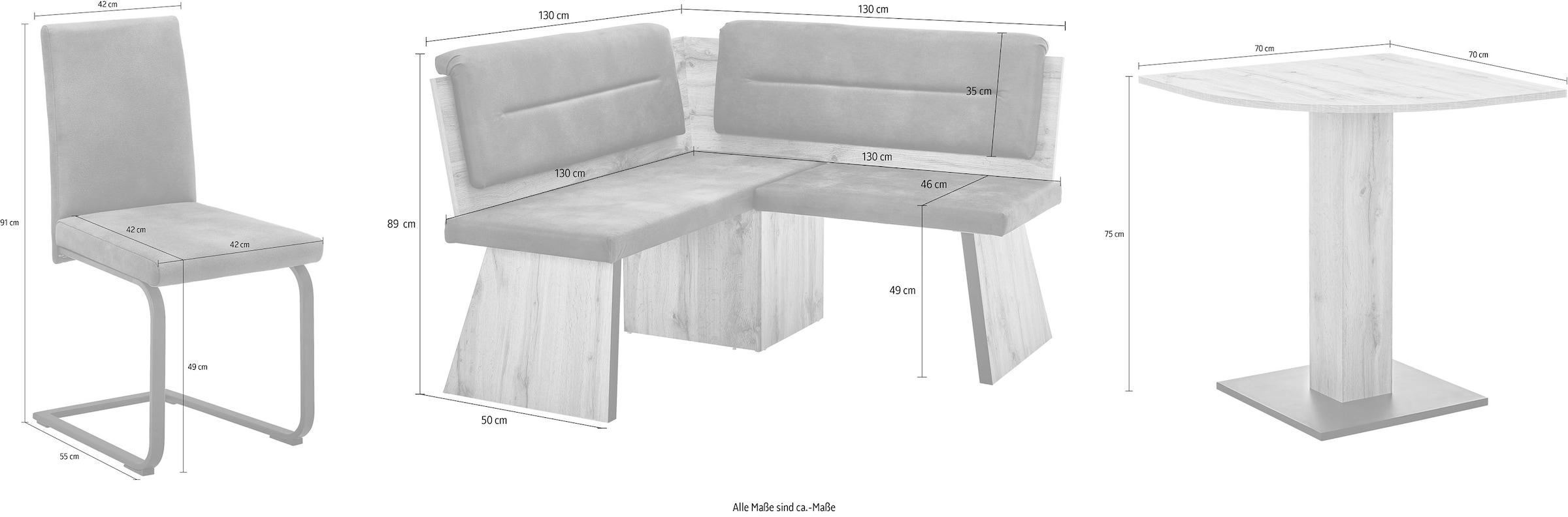 massivline&more Eckbankgruppe »Tarvis/Treviso« 3 tlg. tlg.