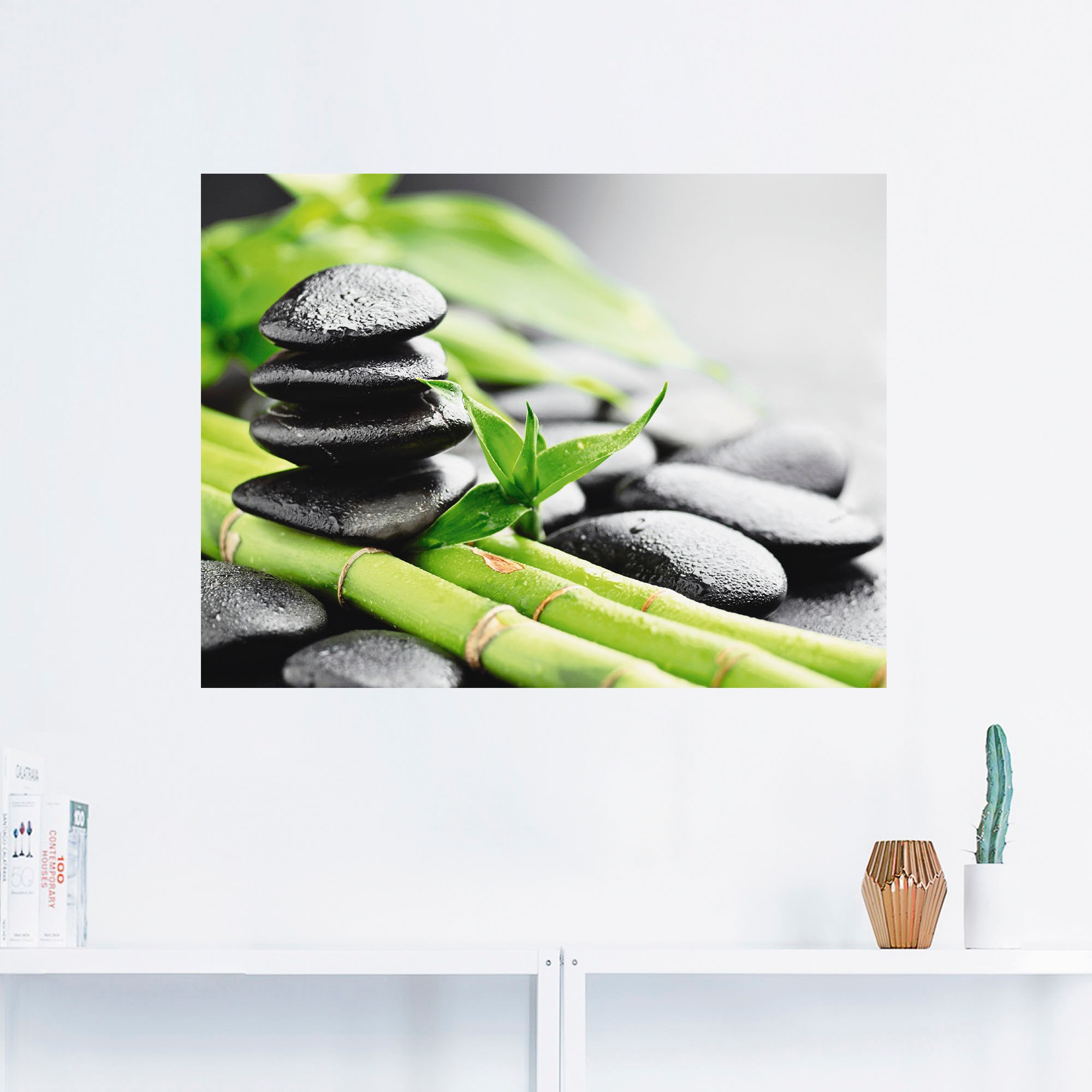 Artland Wandbild »Wachstum - Lavasteine Bambus«, Zen, (1 St.), als Alubild, Outdoorbild, Leinwandbild, Poster, Wandaufkleber