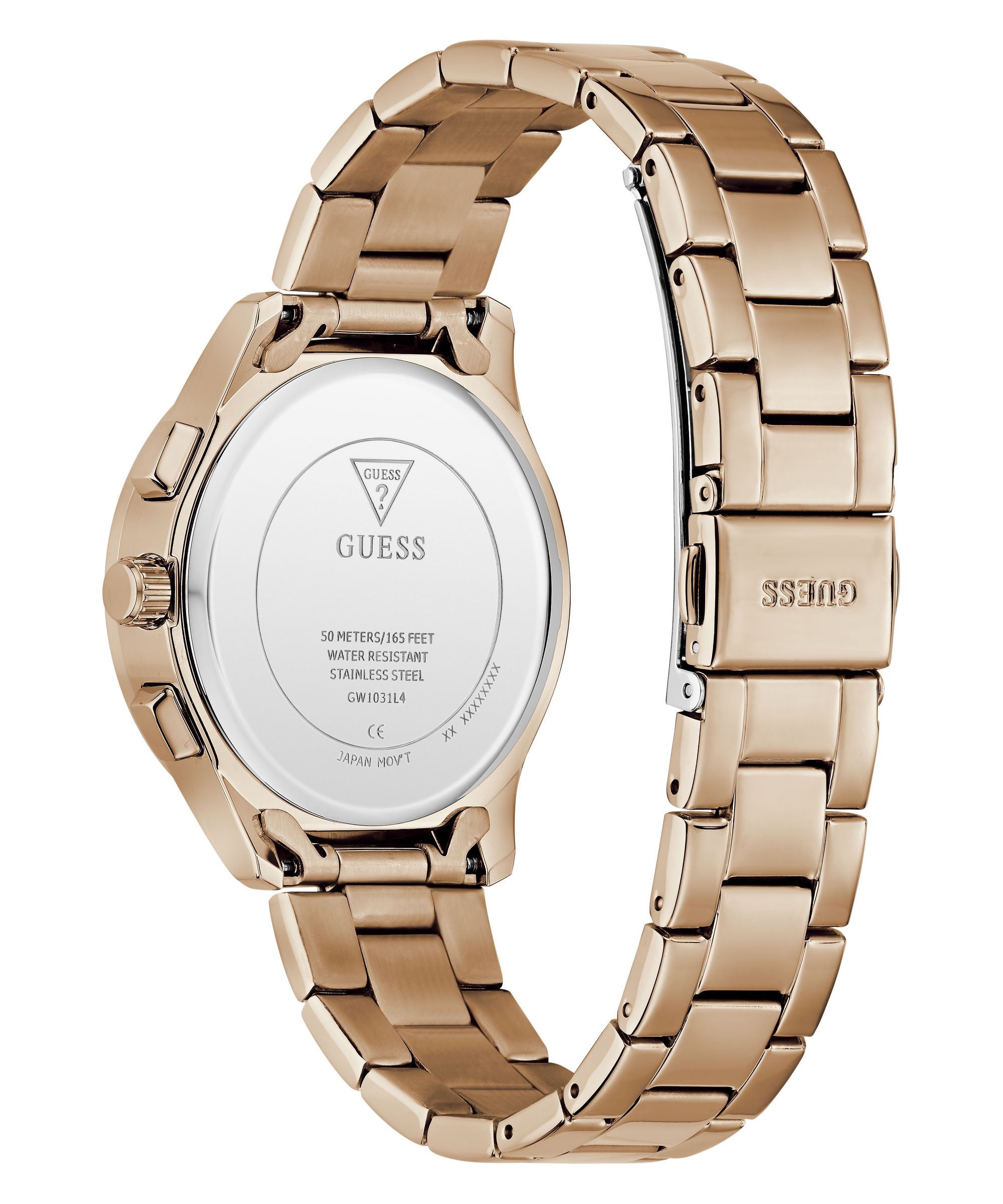 Guess Multifunktionsuhr »BIRDIE« Quarzuhr, Armbanduhr, Damenuhr, Edelstahlarmband, analog, Wochentag