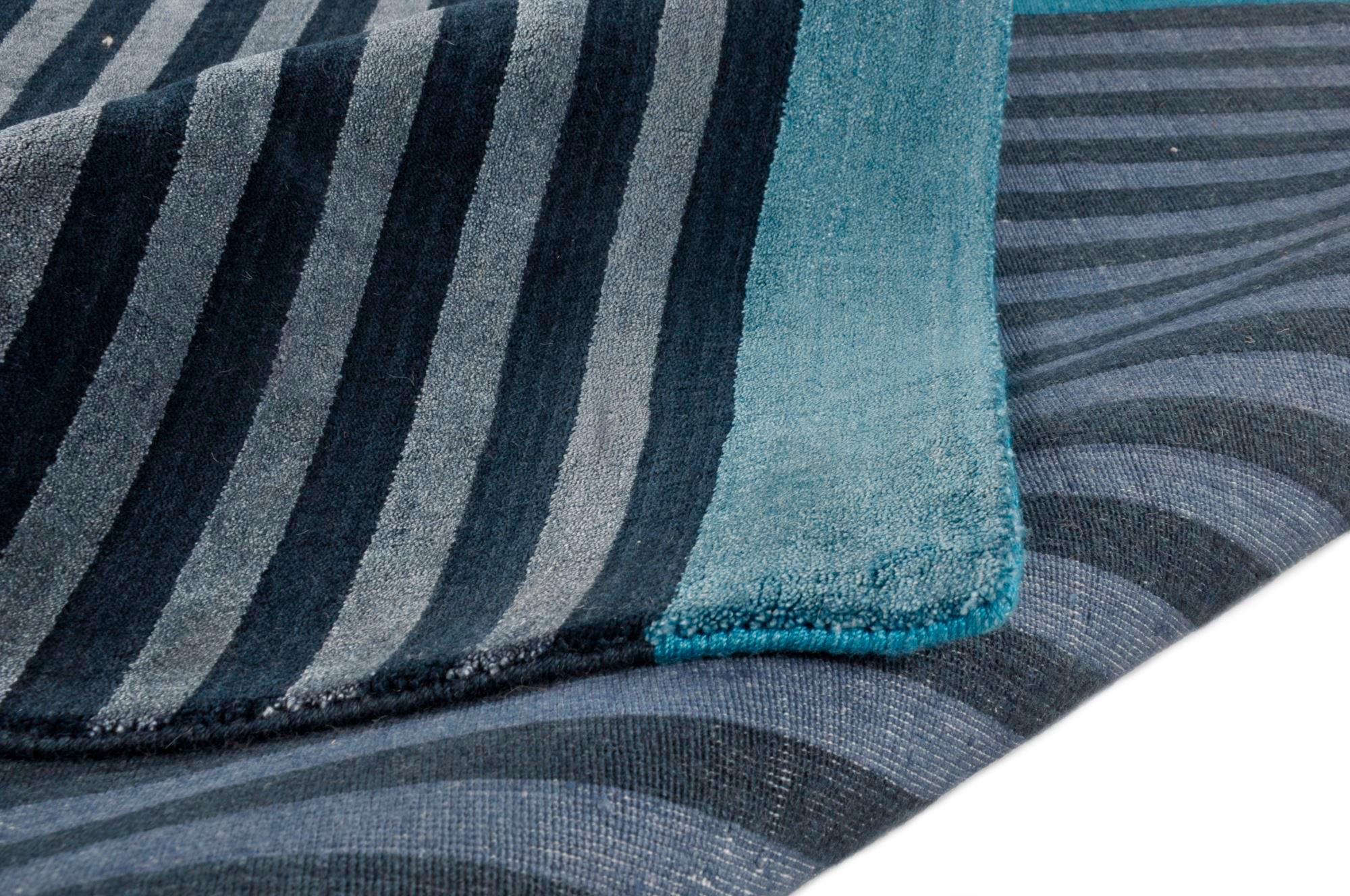 THEKO Teppich »Miami 3286«, rechteckig, 8 mm Höhe, Handweb Teppich, gestreift, handgewebt, aus Viskose & Wolle
