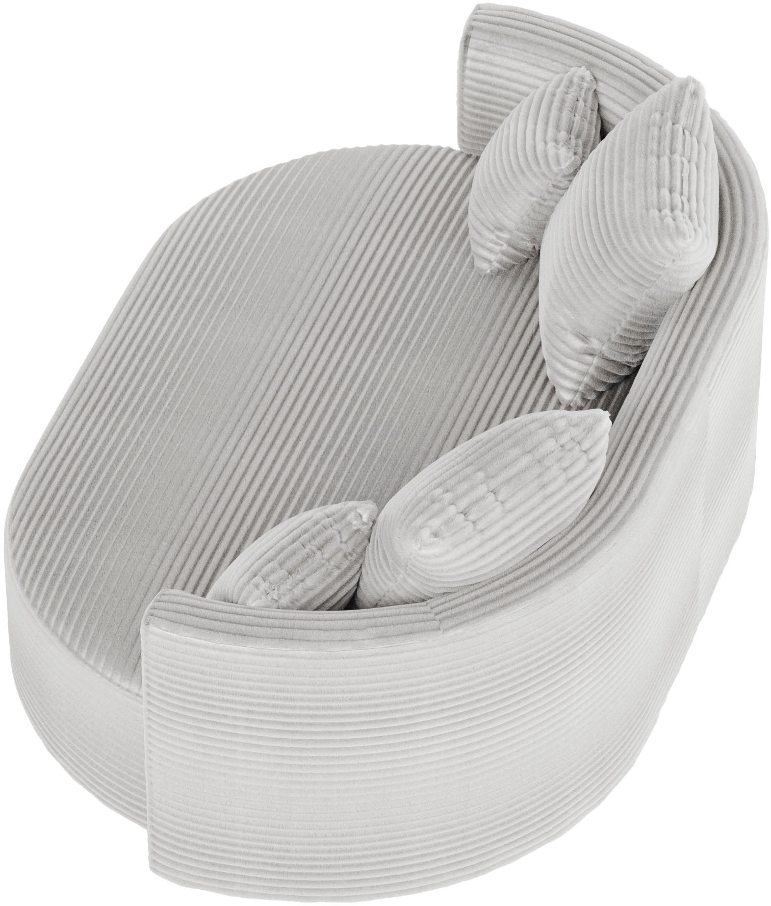 LeGer Home by Lena Gercke 2,5-Sitzer »ISALIE, rundes Loungesofa, mit Kissen, perfekt gepolstert«, moderne Stoffe, mit 4 Zierkissen, extra große Sitzfläche