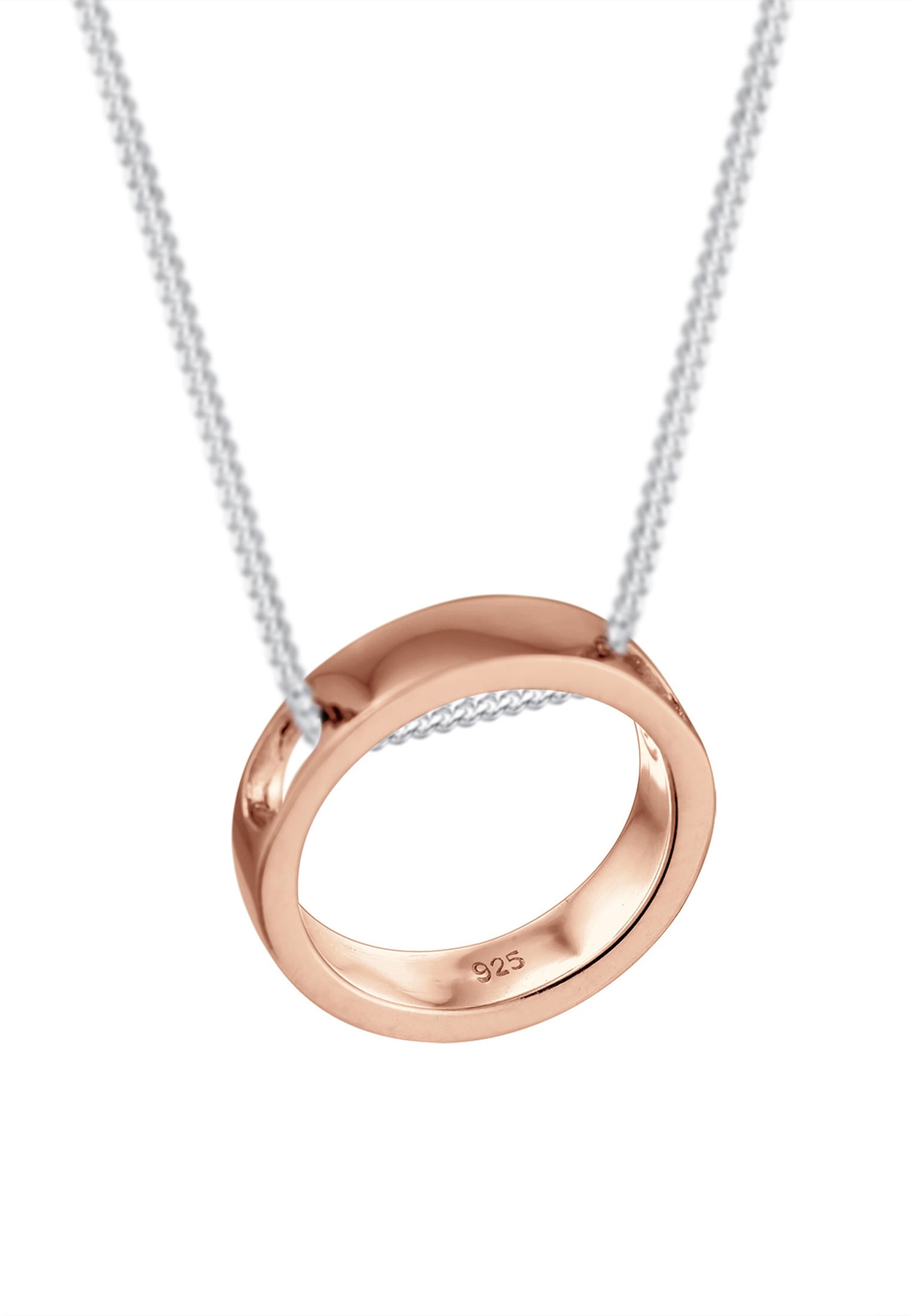 Elli Kette mit Anhänger »Halskette Halskette mit Anhänger Kreis 925 Sterling Silber Rosegold«