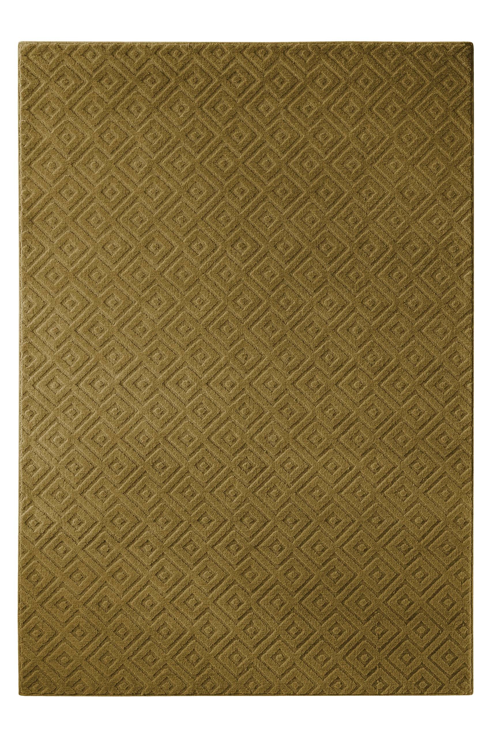 Wecon home Teppich »Castello TWO« rechteckig 7 mm Höhe Schurwolle, Kurzflor mit Hoch-Tief-Effekt, Wohnzimmer, Rautenmuster