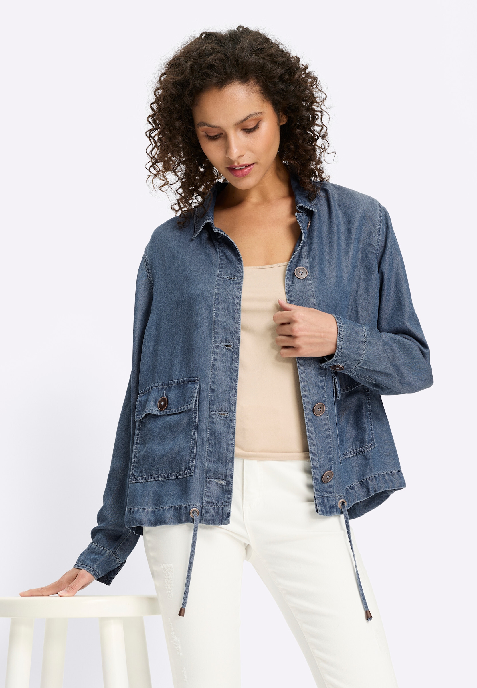 heine Kurzblazer »Lyocell-Jacke Freizeitjacke mit Cargo-Taschen«