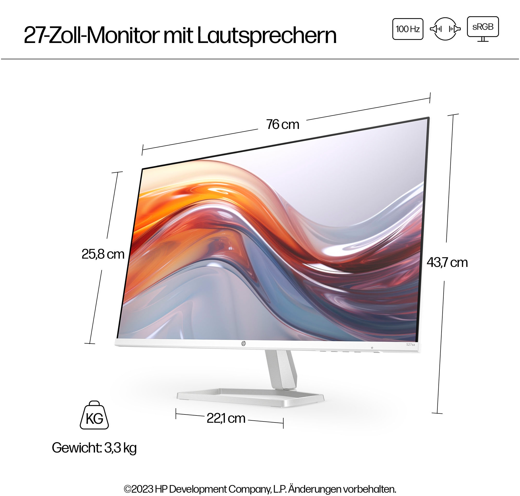 HP LED-Monitor »527sa (HSD-0175-K)«, 69 cm/27 Zoll, 1920 x 1080 px, Full HD, 5 ms Reaktionszeit, 100 Hz