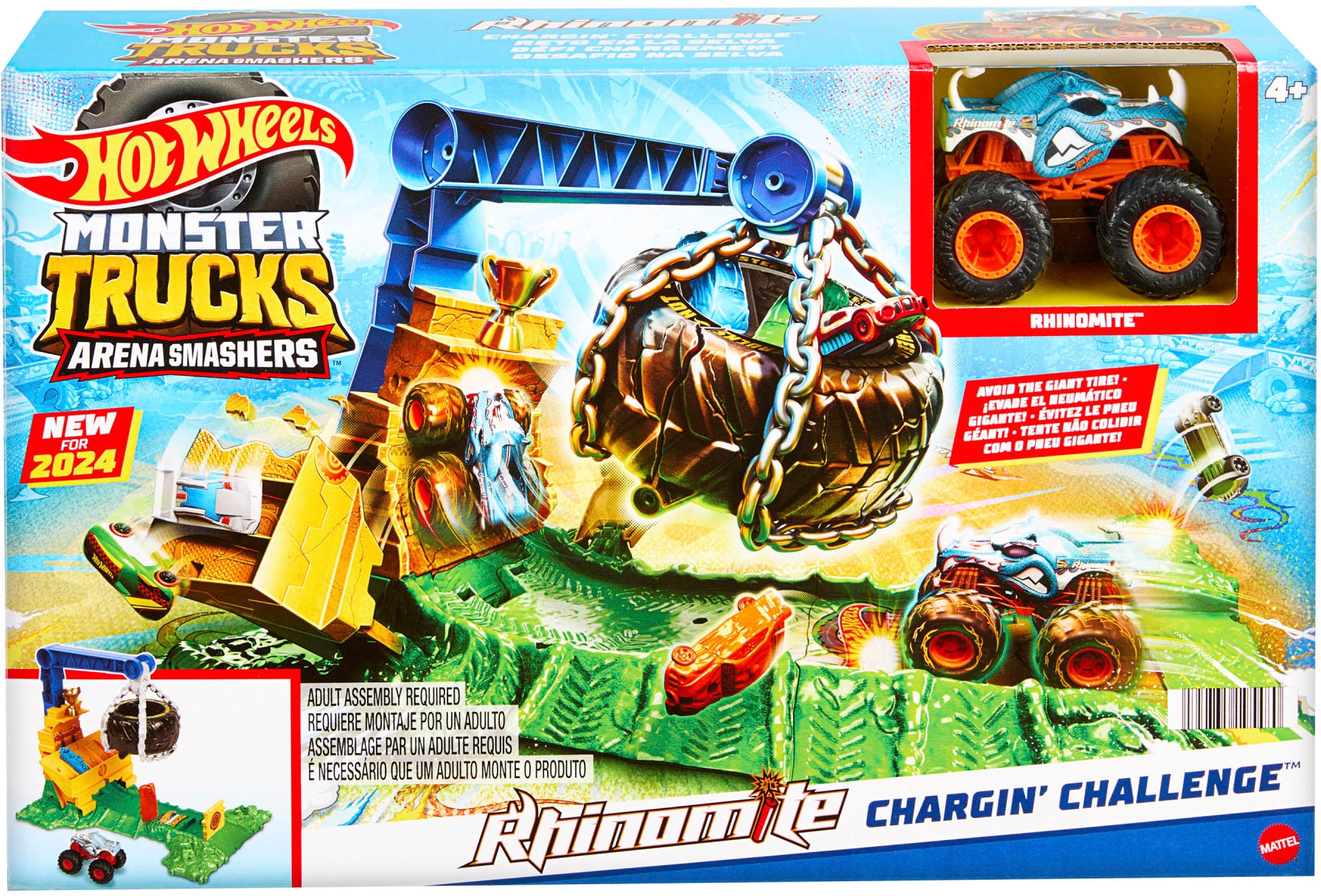 Hot Wheels Autorennbahn »Monster Trucks Arena Smashers Rhinomite Chargin' Challenge«