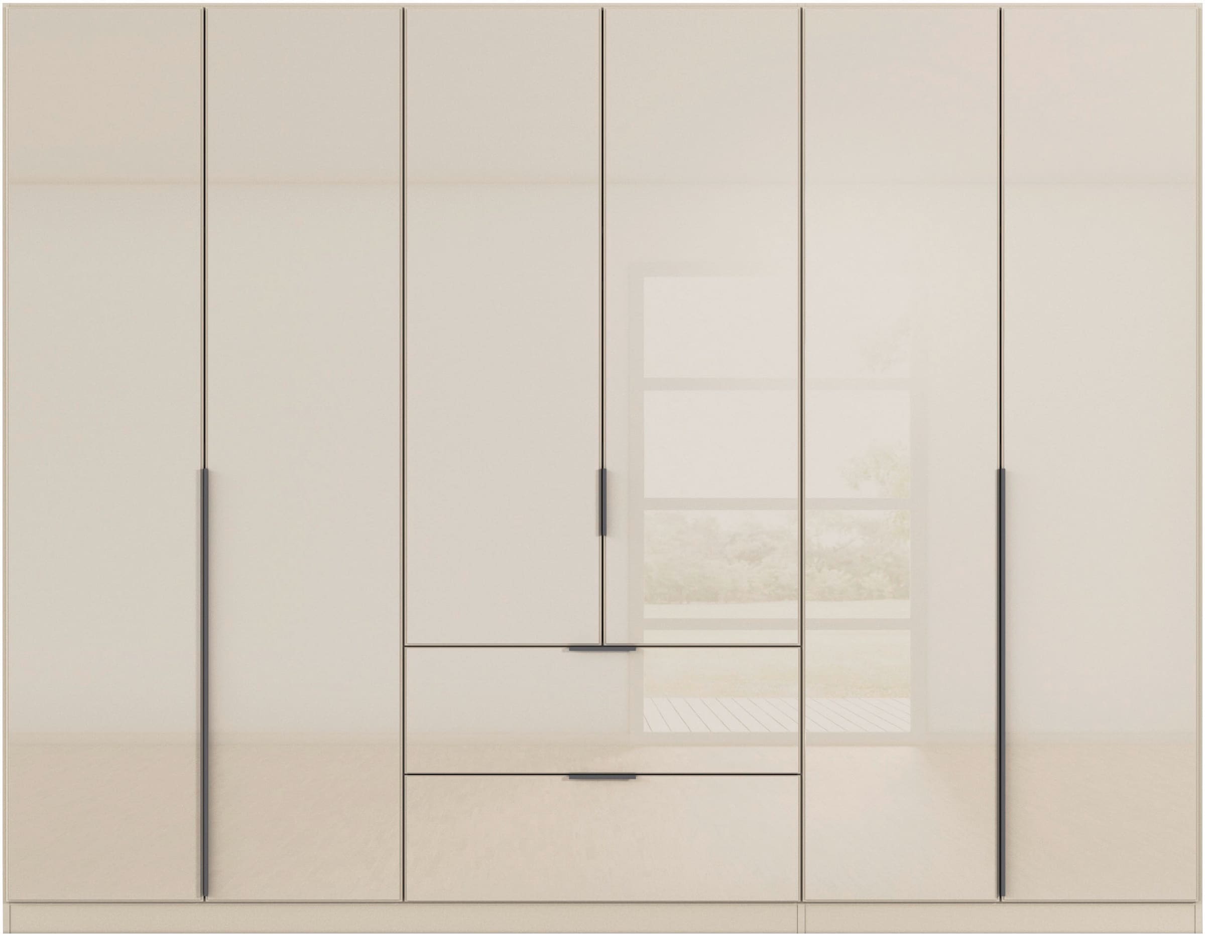 rauch Drehtürenschrank »Kleiderschrank Kleiderschränke Schrank Garderobe AGORDO mit Glasfront«, (in zwei Griff-Farben, Breiten 91-360 cm), mit Außenschubkästen, in 7 Breiten und 2 Höhen MADE IN GERMANY