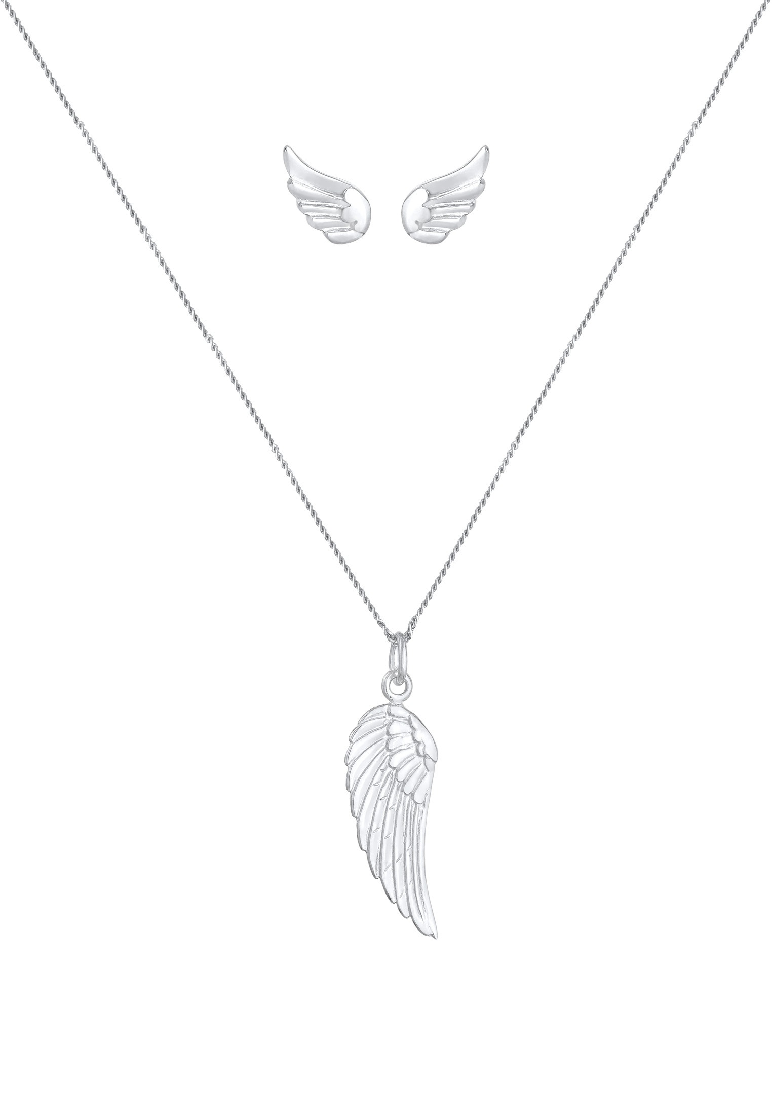 Elli Ohrring und Ketten Set »Schmuckset Engelsflügel Halskette Ohrstecker 925 Silber«
