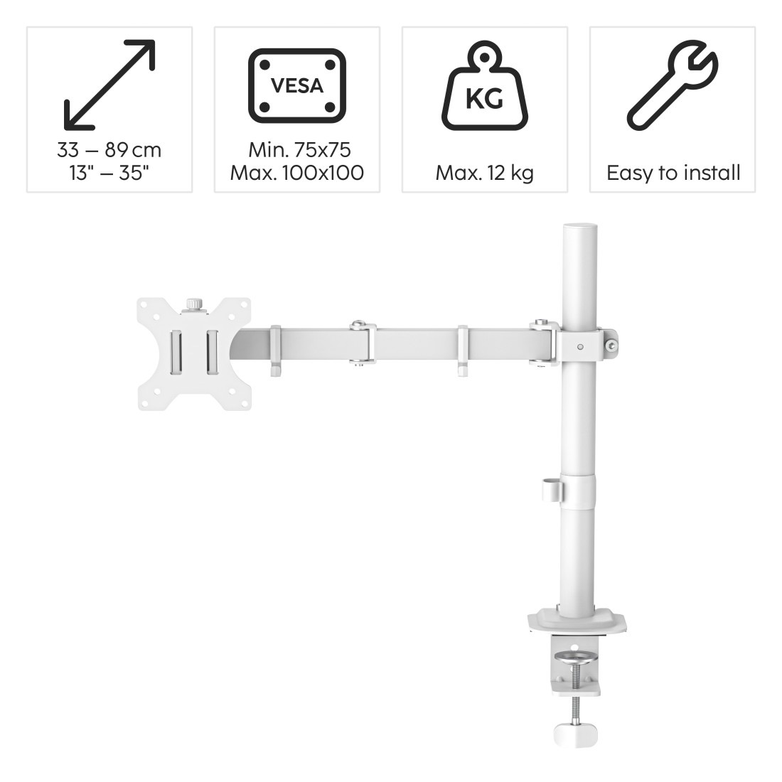 Hama Monitor-Halterung »Monitorhalterung höhenverstellbar für 13-35 Zoll Monitore« bis 89 cm Zoll 360° Rotation, VESA, Kabelmanagement, ausziehbar, Stahl