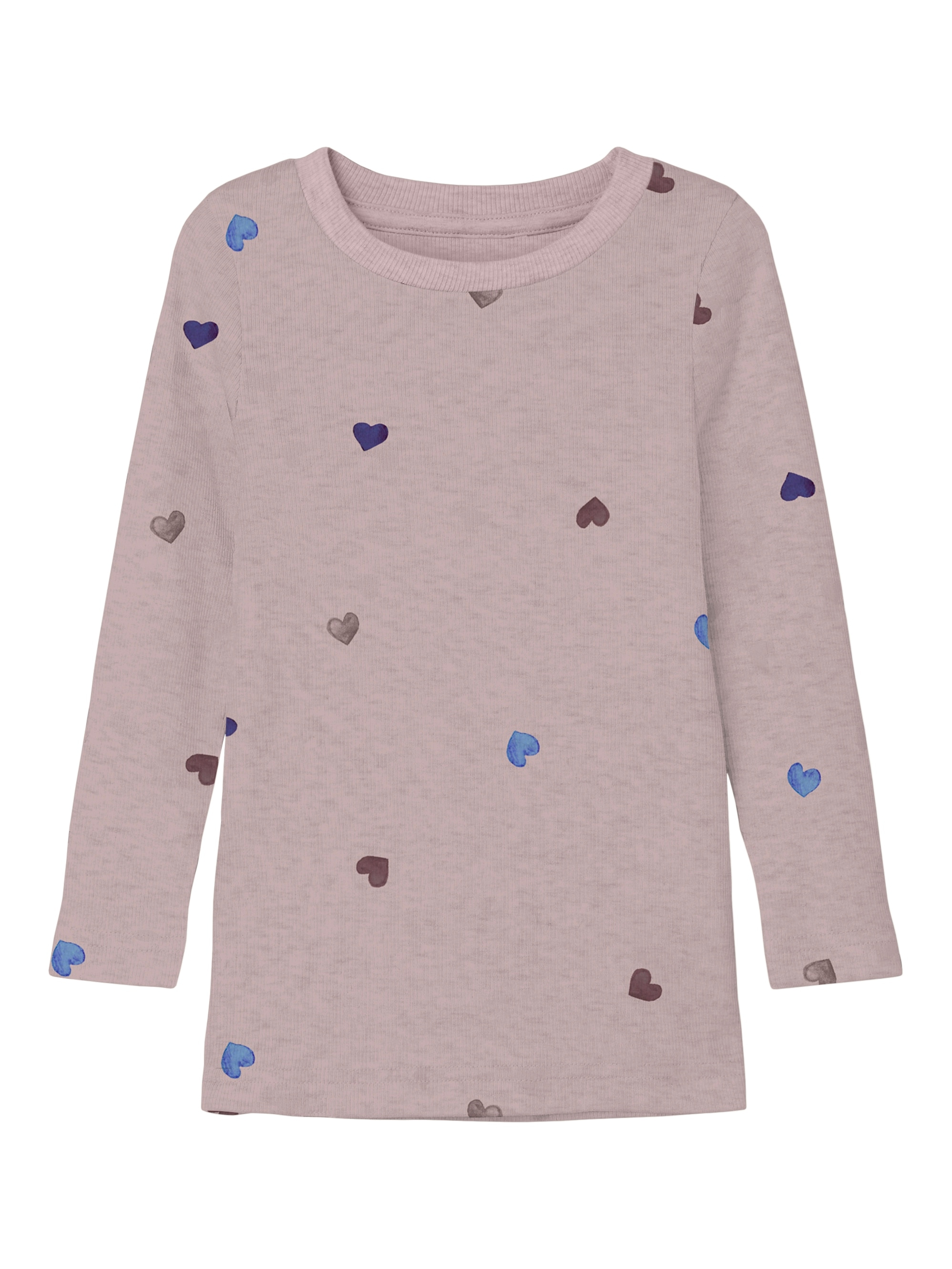 Name It Langarmshirt »NMFNUTTI LS TOP NOOS«, mit tollem Herzchen-Alloverprint