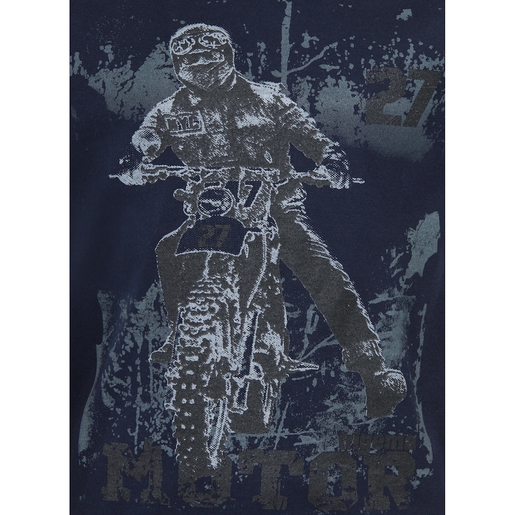 Trigema T-Shirt »TRIGEMA Jungen T-Shirt mit coolem Motorrad-Motiv«, (1 tlg.)