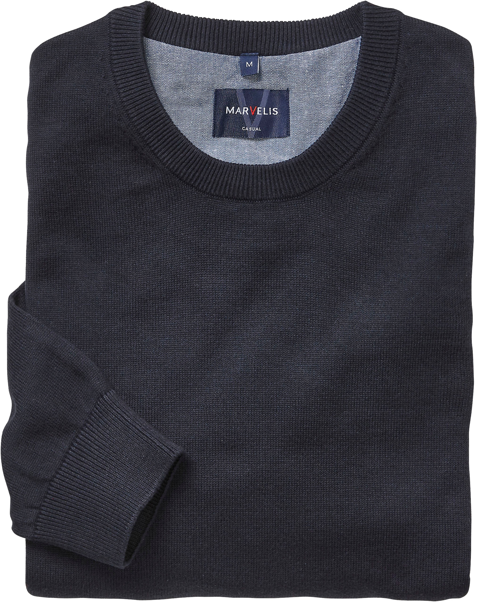 MARVELIS Strickpullover Rundhals, Baumwolle, regular fit
