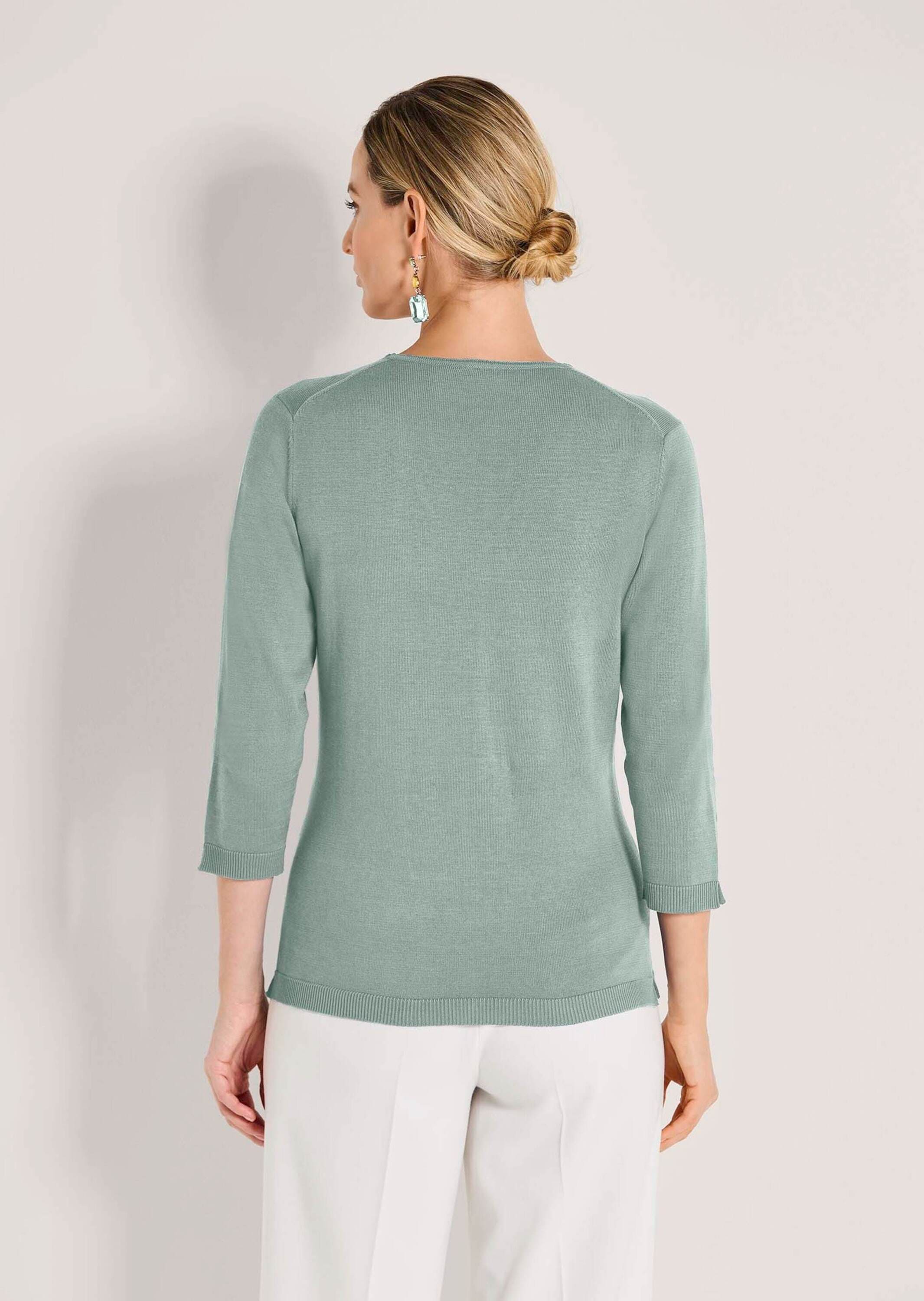 MADELEINE Longpullover »Strickpullover Schlichter Baumwollpullover mit V-Ausschnitt«