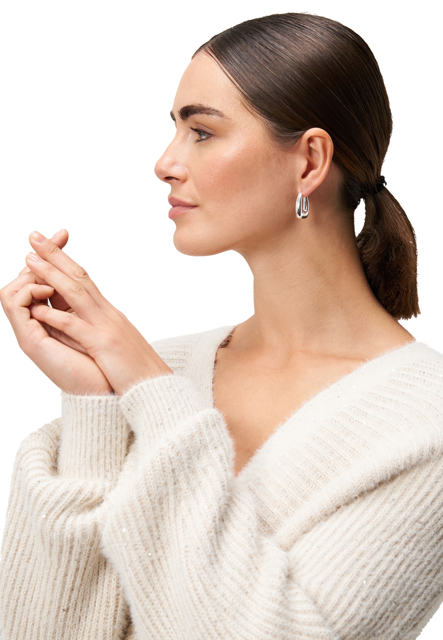 Zero Rundhalspullover »Strickjacke mit Pailletten«