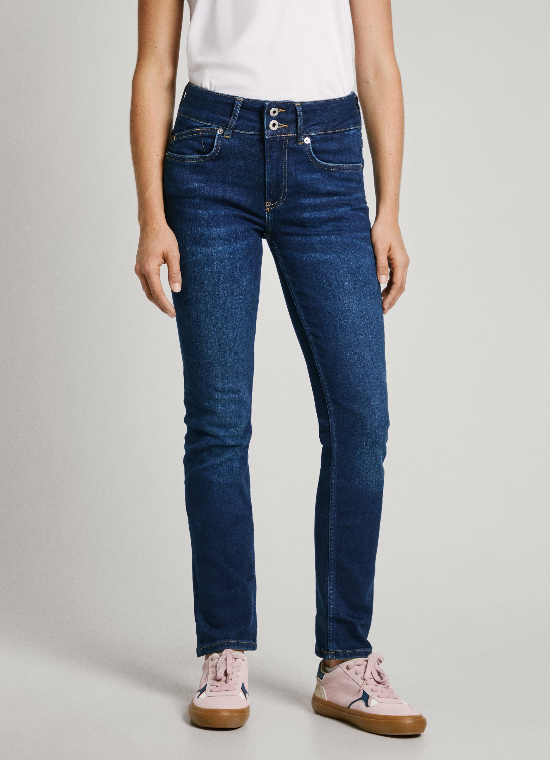 Slim-fit-Jeans »SLIM JEANS MW«, mit extrabreitem Bund mit Doppelknopf-Verschluss