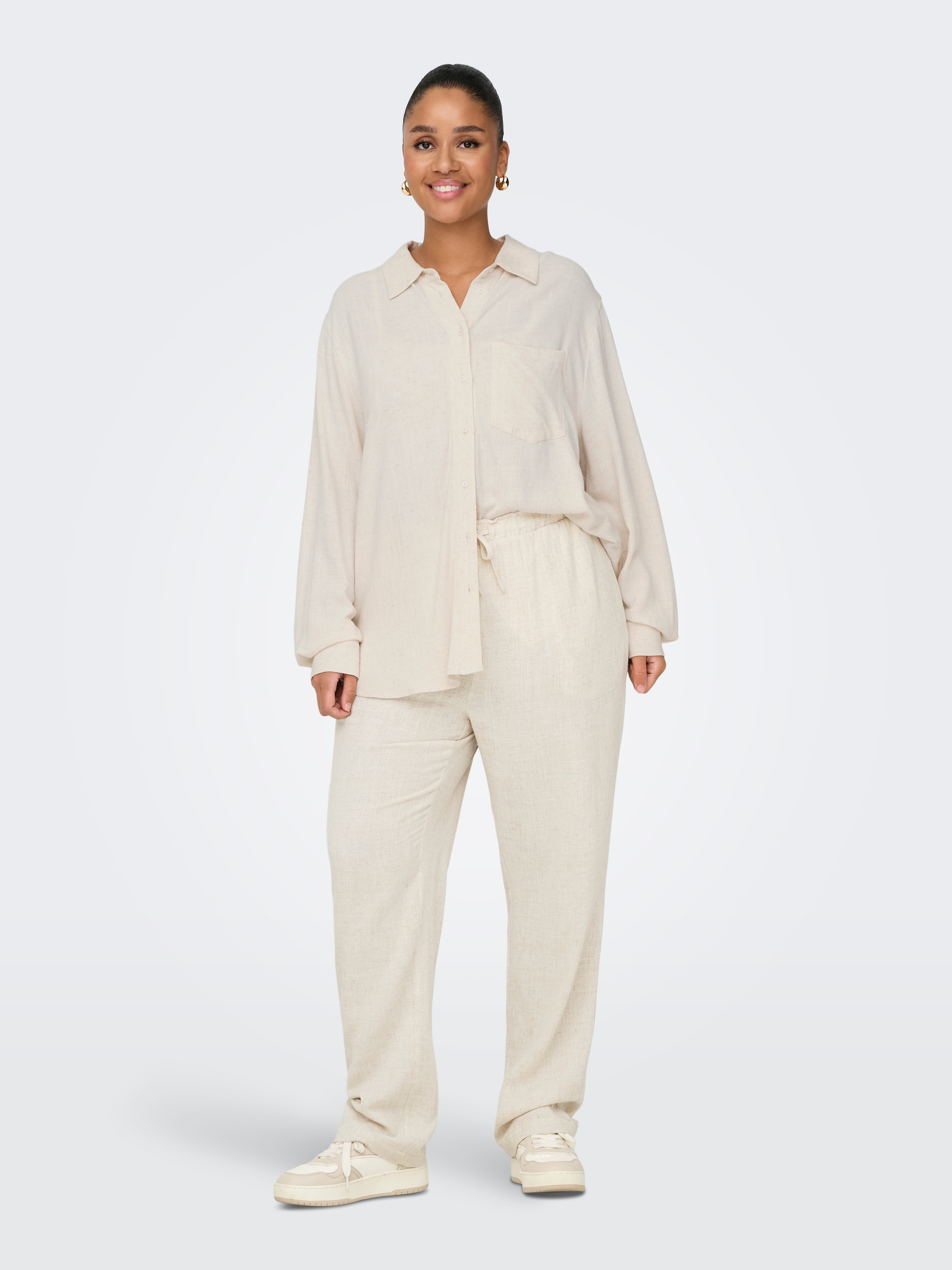 ONLY CARMAKOMA Schlupfhose »CARSIESTA HW PULL-UP LINEN BL PNT NOOS«