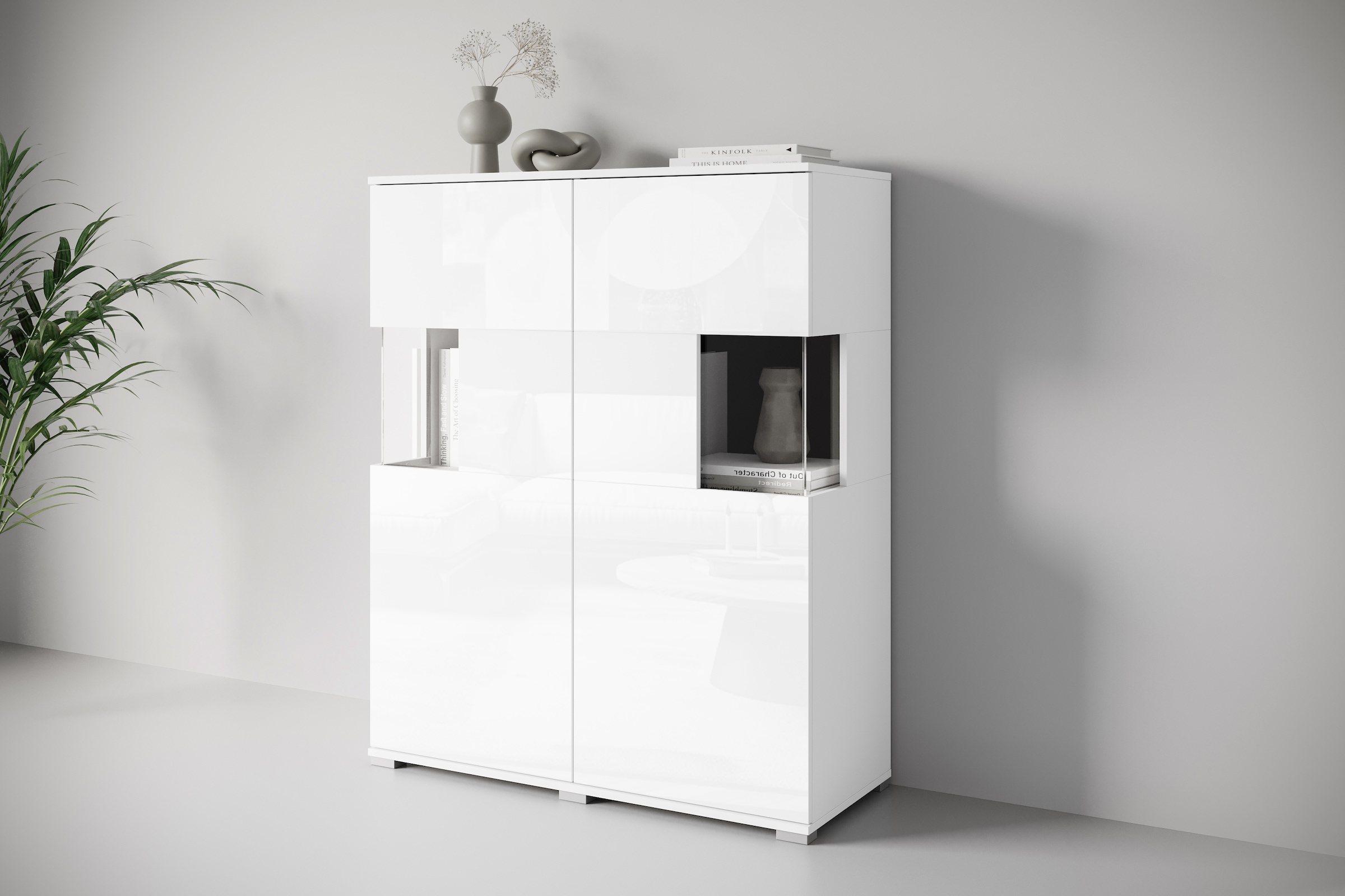 INOSIGN Highboard »Kenia«, Modernes Highboard mit Glastüren, Breite 100 cm