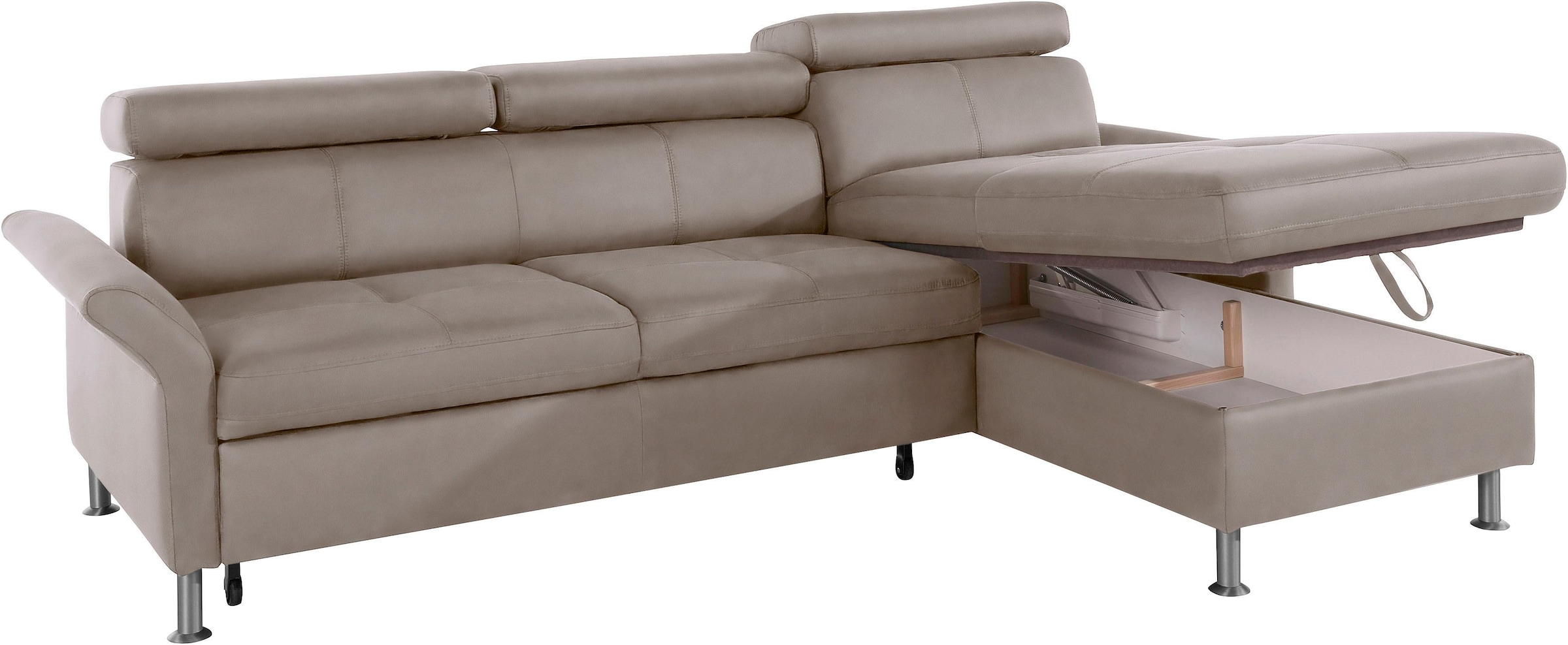 exxpo - sofa fashion Ecksofa »Maretto, bequem und komfortabel, L-Form«, inkl. Kopf- bzw. Rückenverstellung, wahlweise mit Bettfunktion