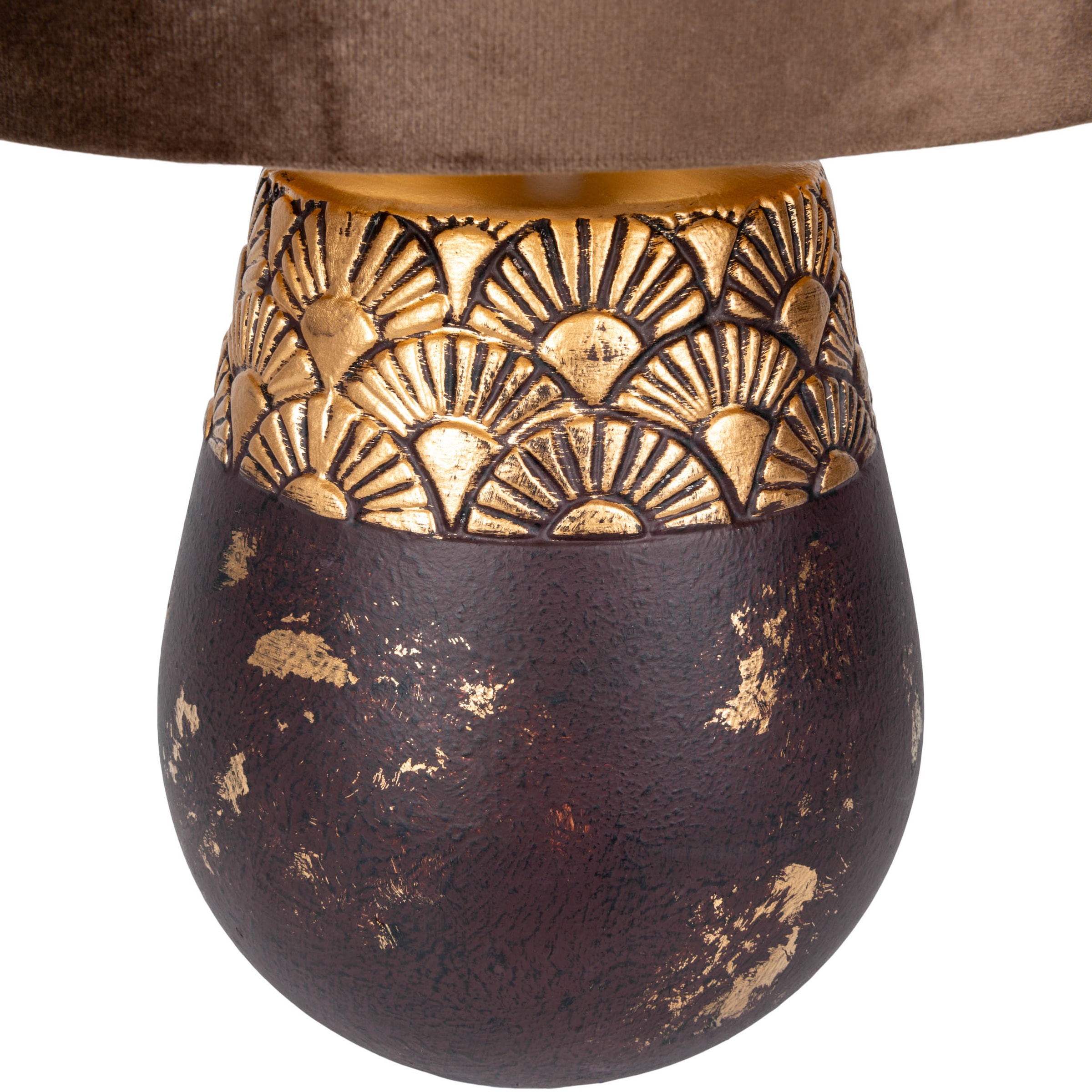 näve Tischleuchte »Bronco« E27 1 Stk. Keramikfuß mit goldenem Prägemuster, Textilschirm, 1x E27