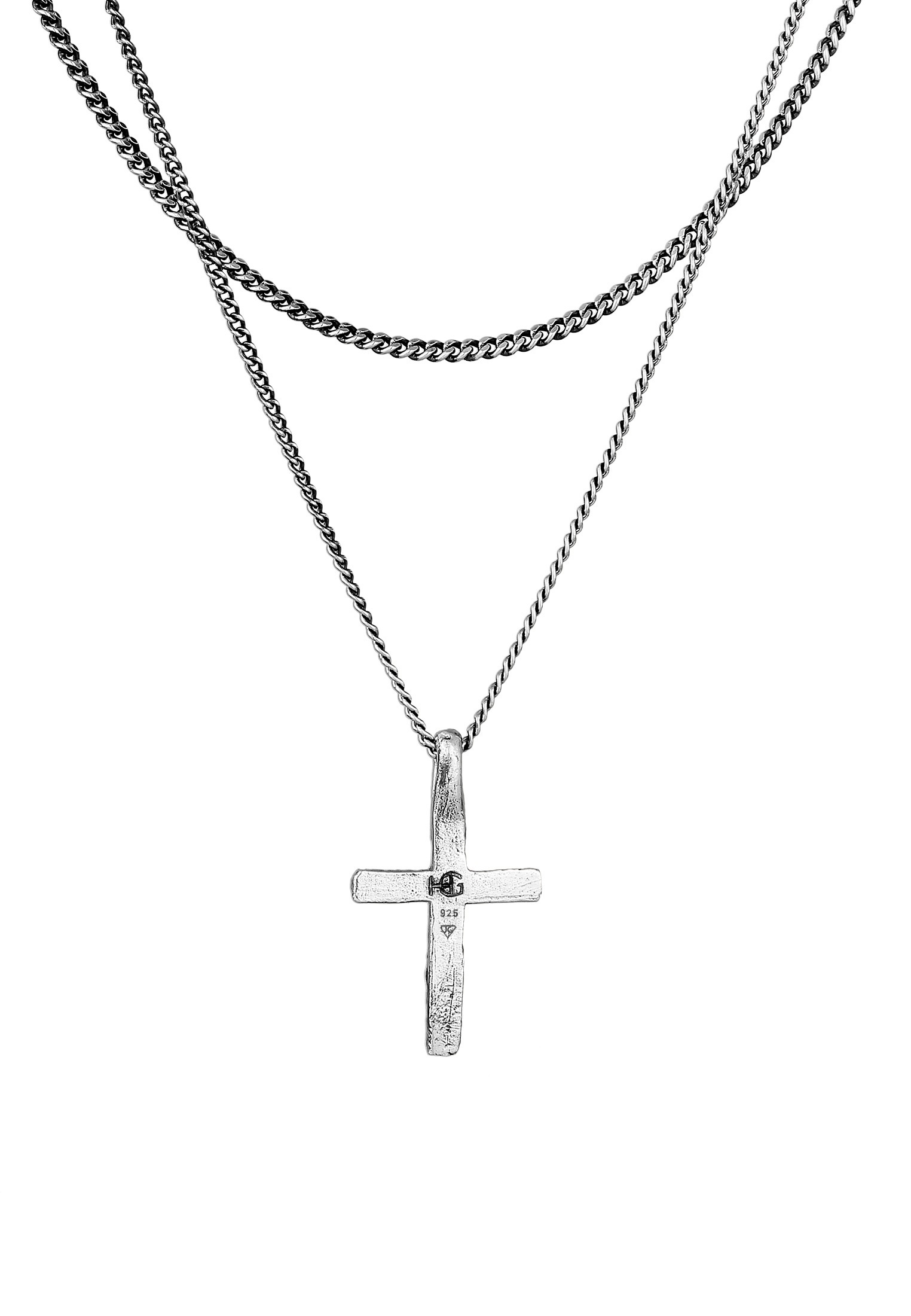HAZE & GLORY Silberkette »Halskette Layer Kreuz Vintage Style 925 Silber«