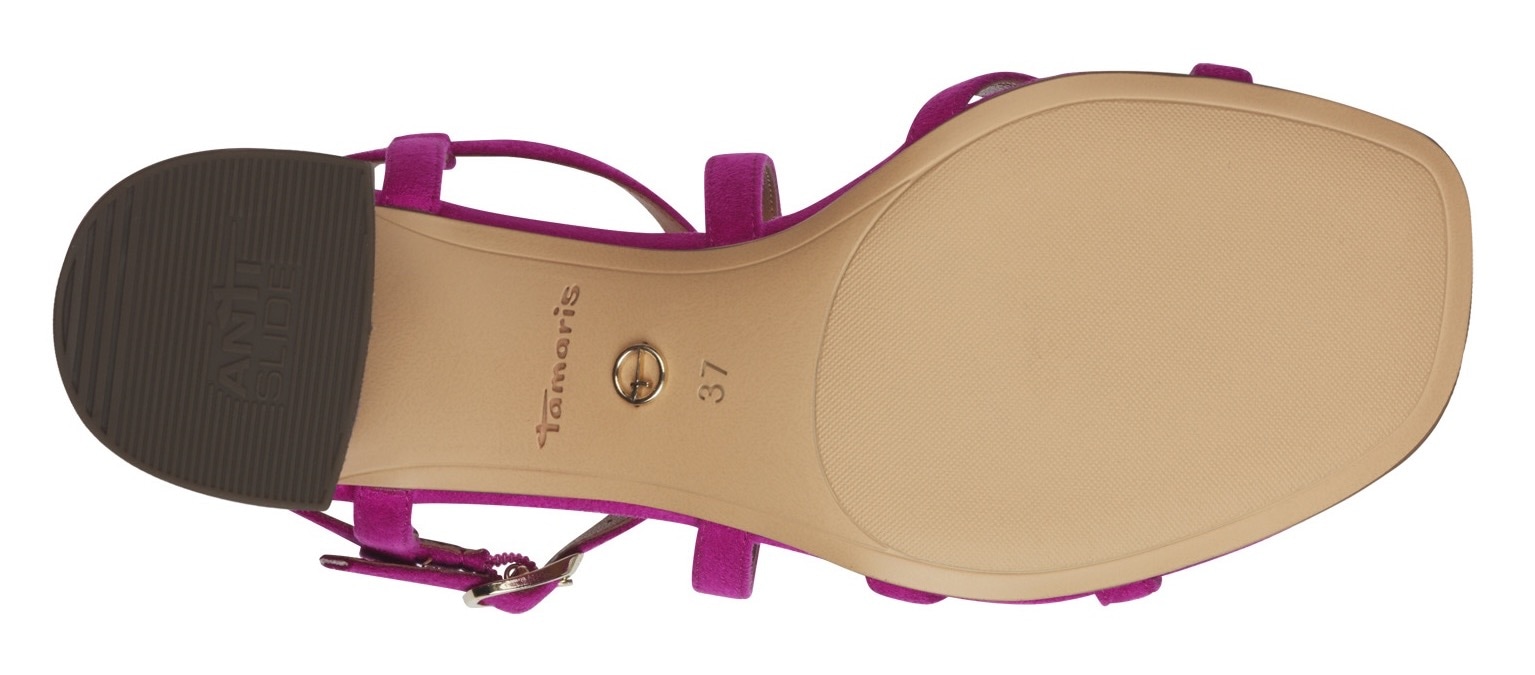 Tamaris Sandalette, Sommerschuh, Sandale, Blockabsatz, mit feinen Riemchen